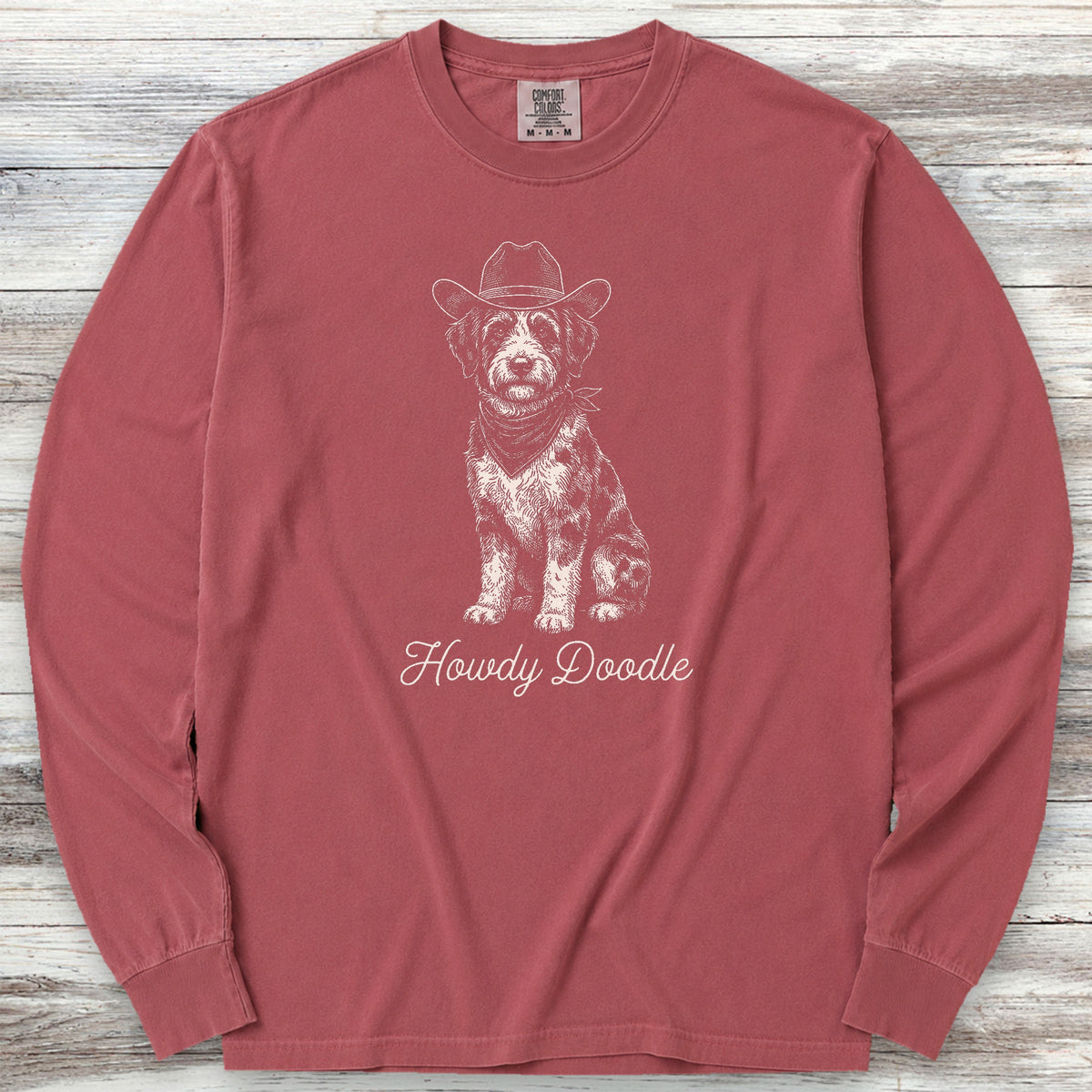 Aussiedoodle Howdy Doodle Long Sleeve Tee - Brick