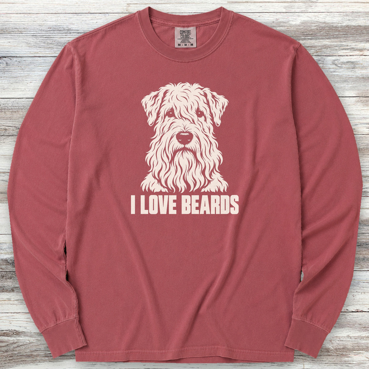 Wheaten I Love Beards Long Sleeve Tee - Brick