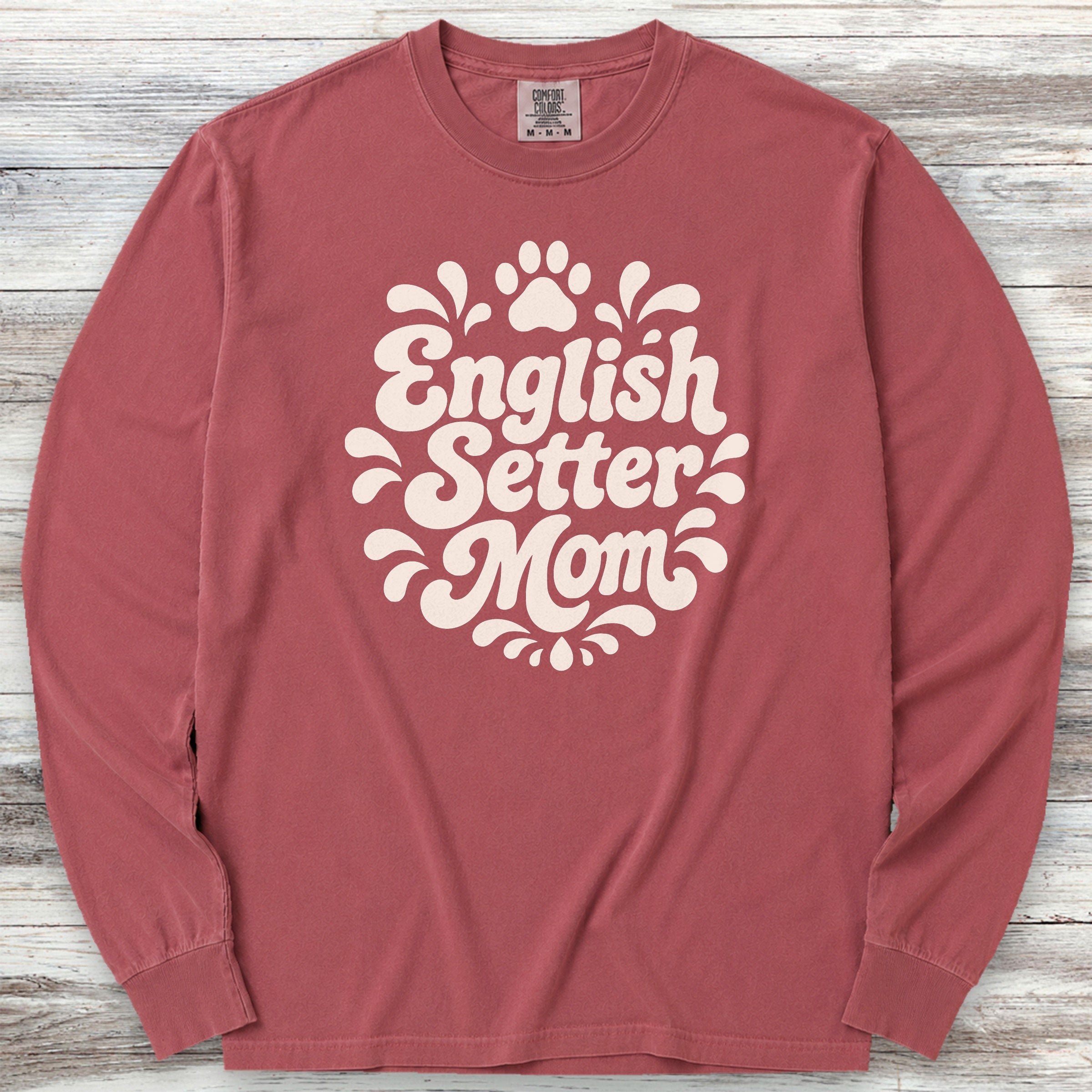 English Setter Groovy Mom Long Sleeve Tee - Brick