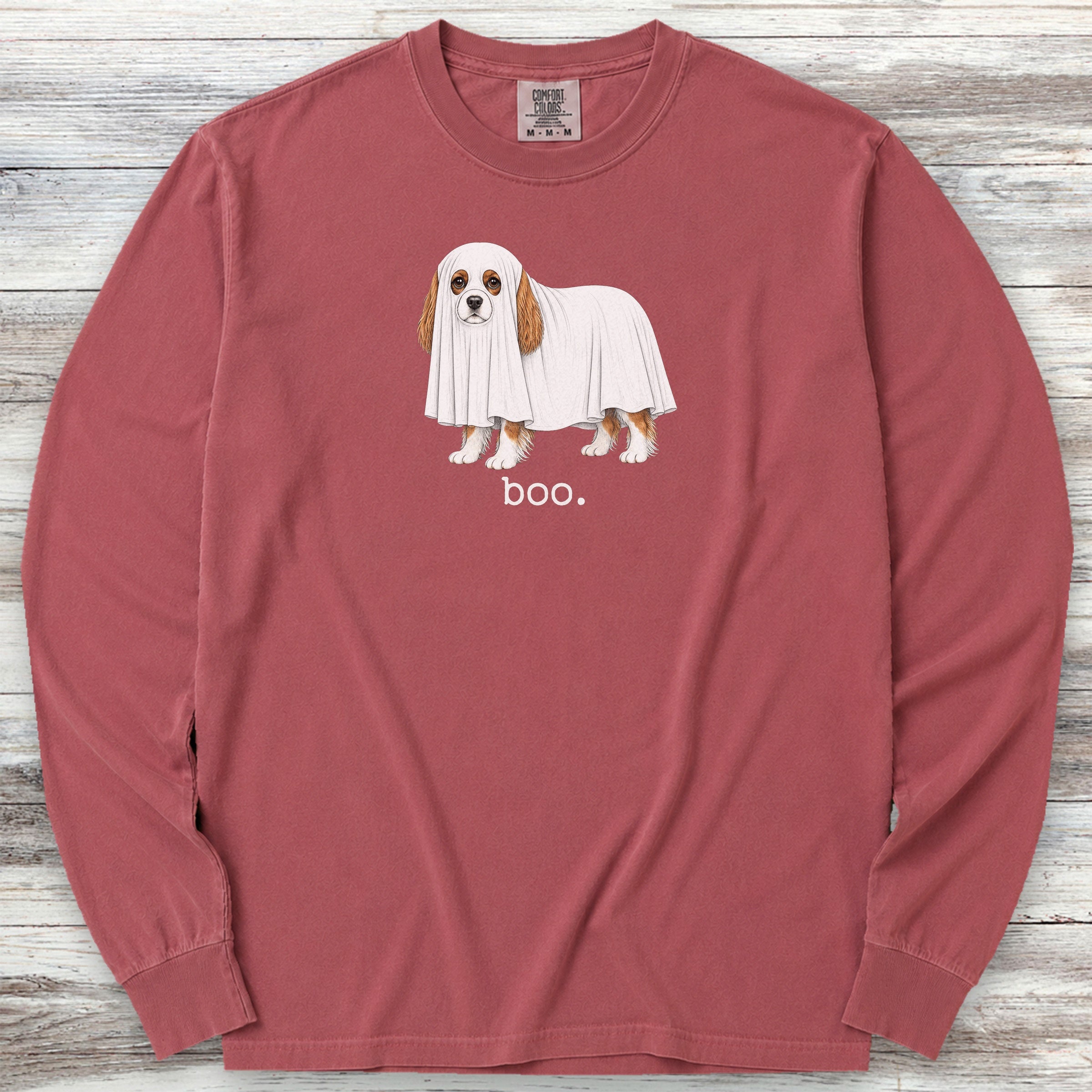 Cavalier King Charles Spaniel Boo Long Sleeve Tee - Brick