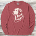 Golden Retriever Woodcut Portrait Long Sleeve Tee - Brick