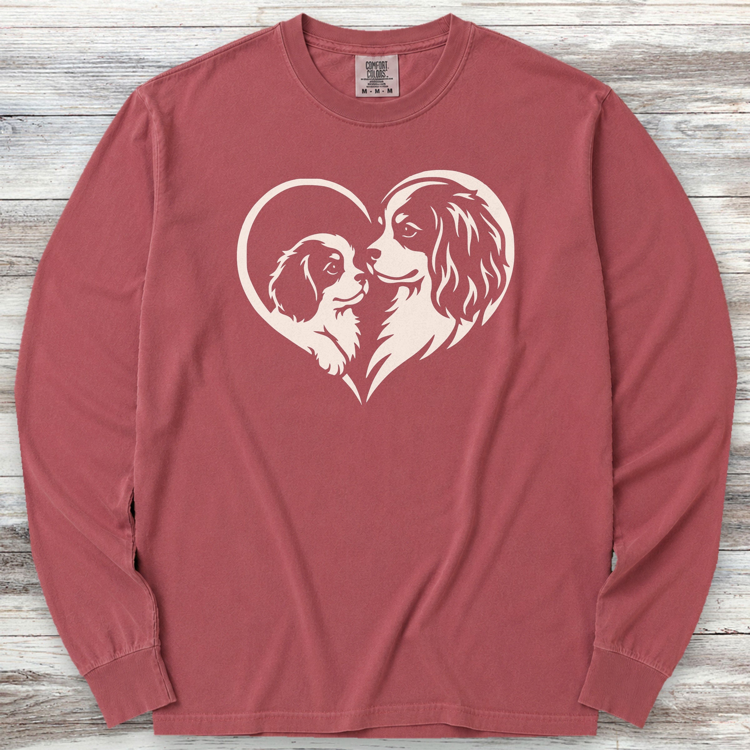 Cavalier King Charles Heart Bond Long Sleeve Tee - Brick