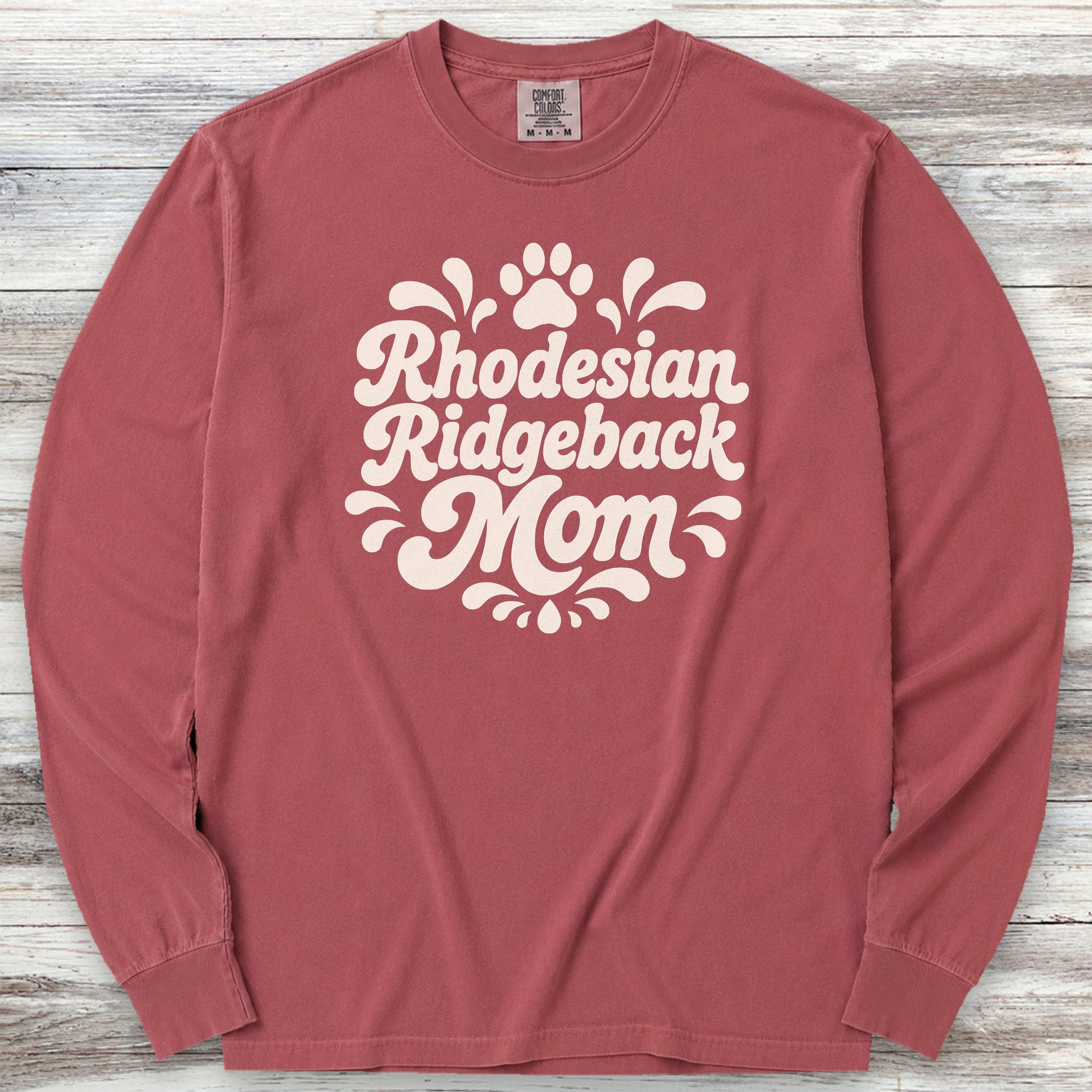 Rhodesian Ridgeback Groovy Mom Long Sleeve Tee - Brick