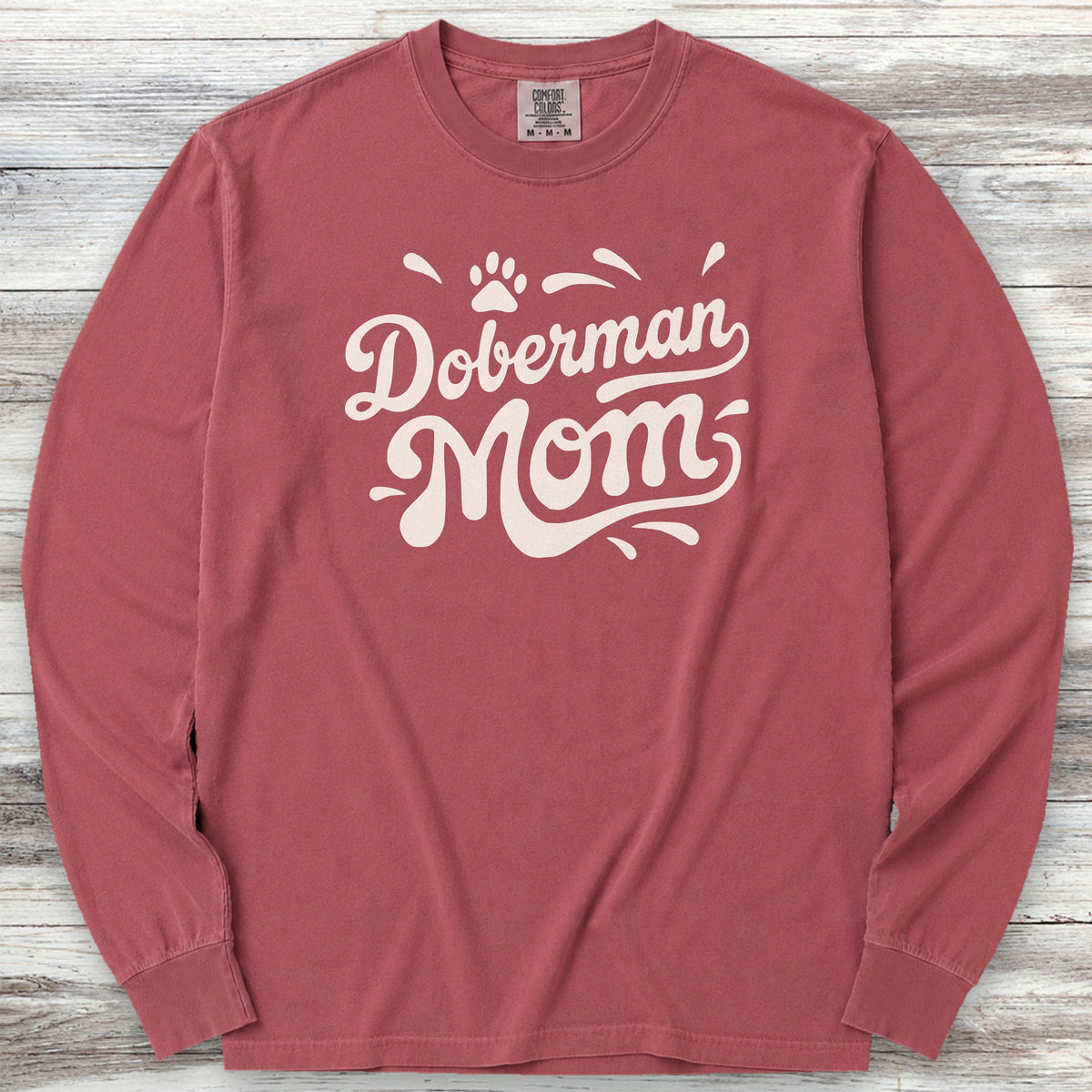Doberman Groovy Mom Long Sleeve Tee - Brick