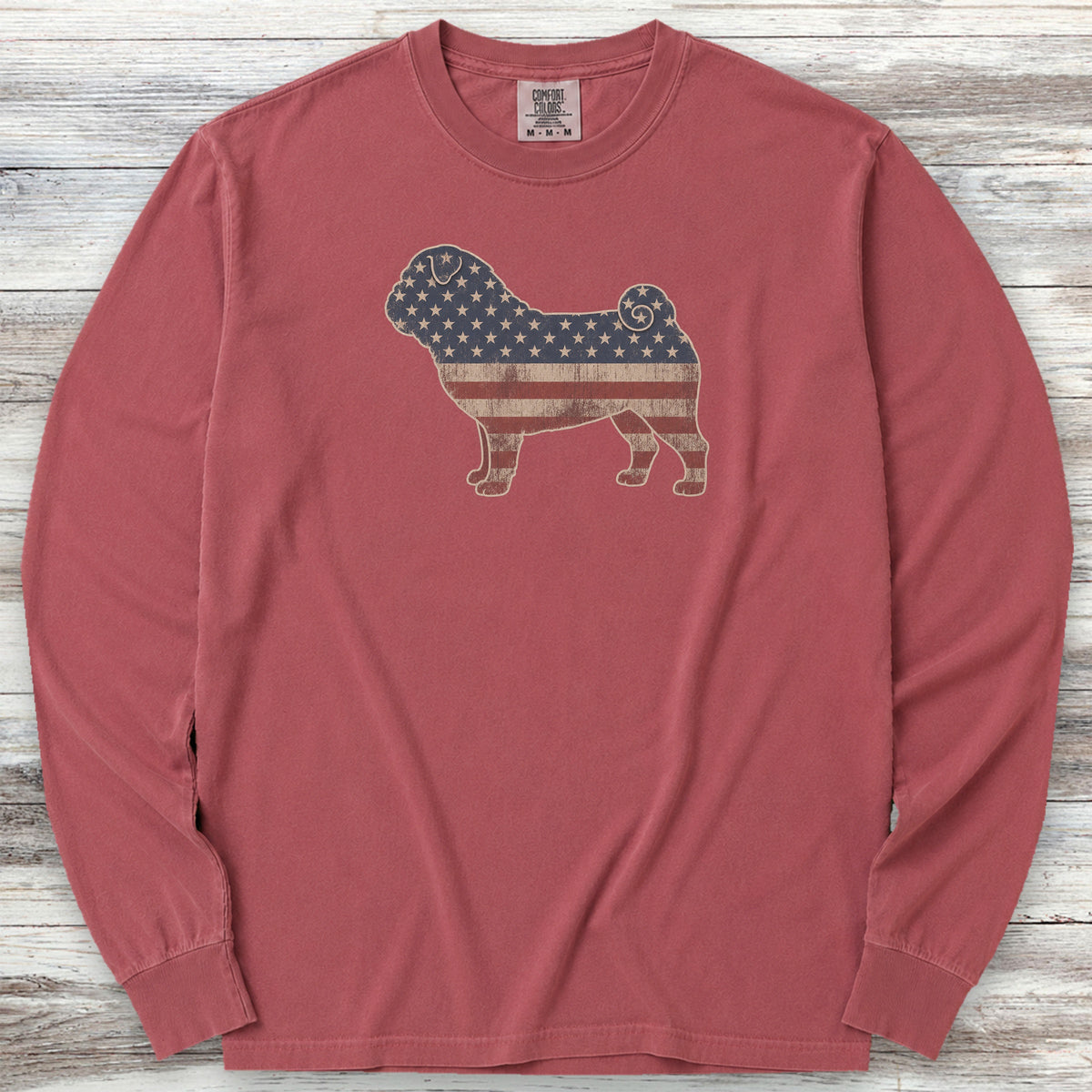 Pug Vintage USA Long Sleeve Tee - Brick
