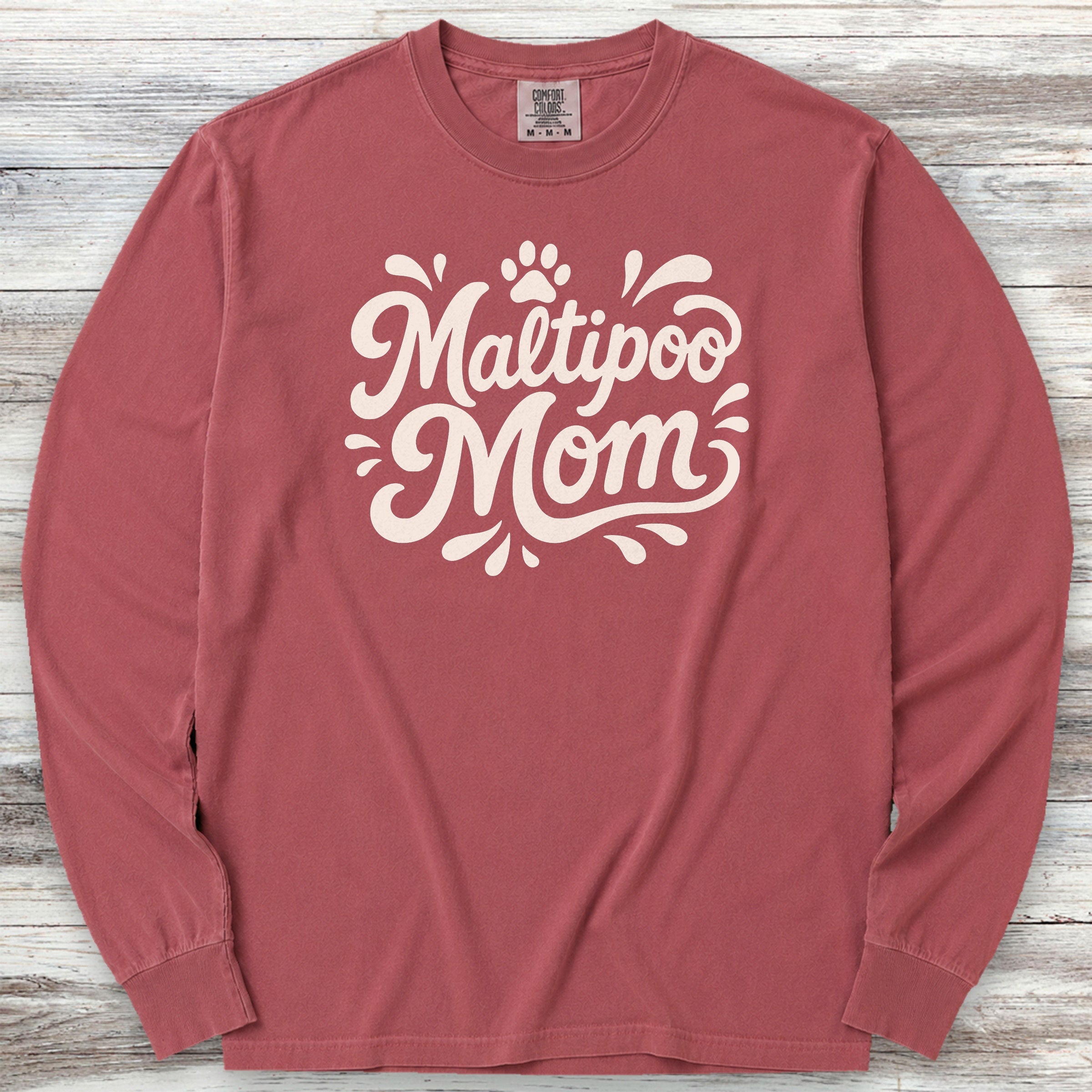 Maltipoo Groovy Mom Long Sleeve Tee - Brick