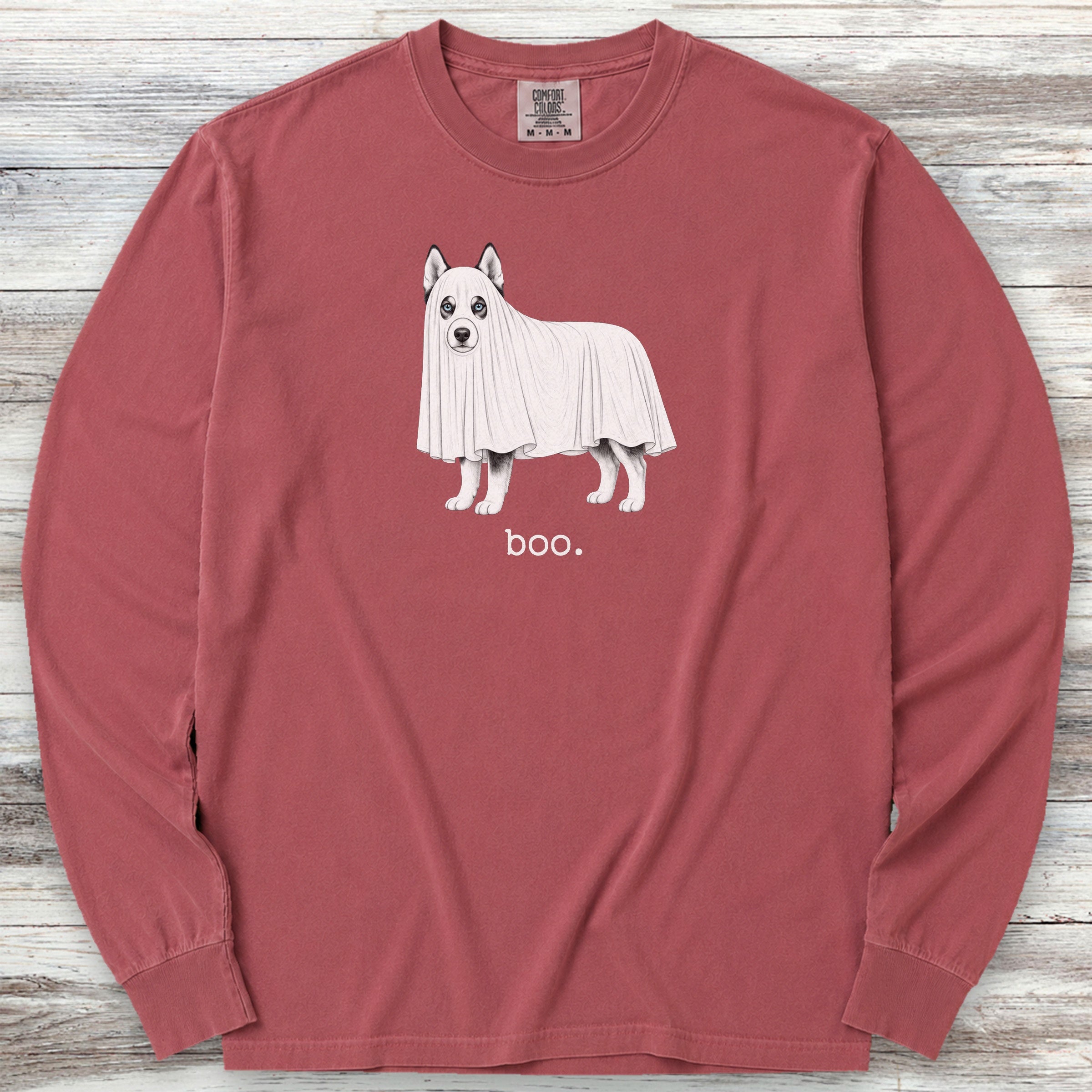 Siberian Husky Boo Long Sleeve Tee - Brick