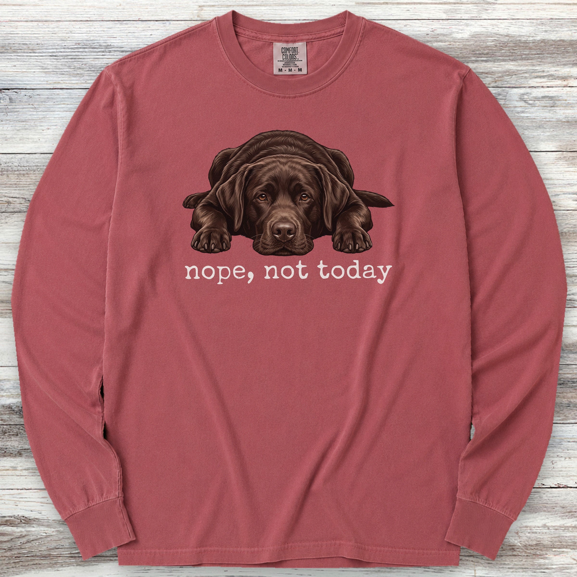Labrador Retriever Chocolate Nope Long Sleeve Tee - Brick