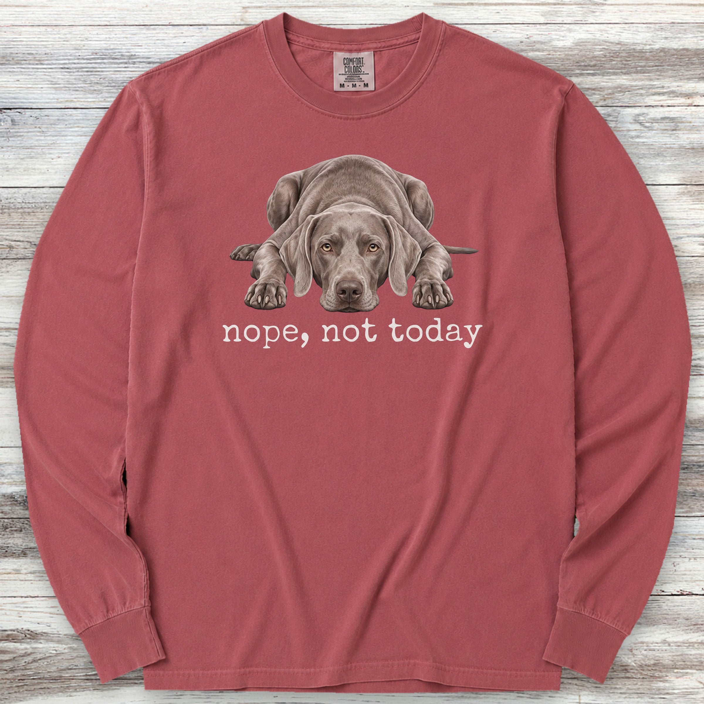 Weimaraner Nope Long Sleeve Tee - Brick