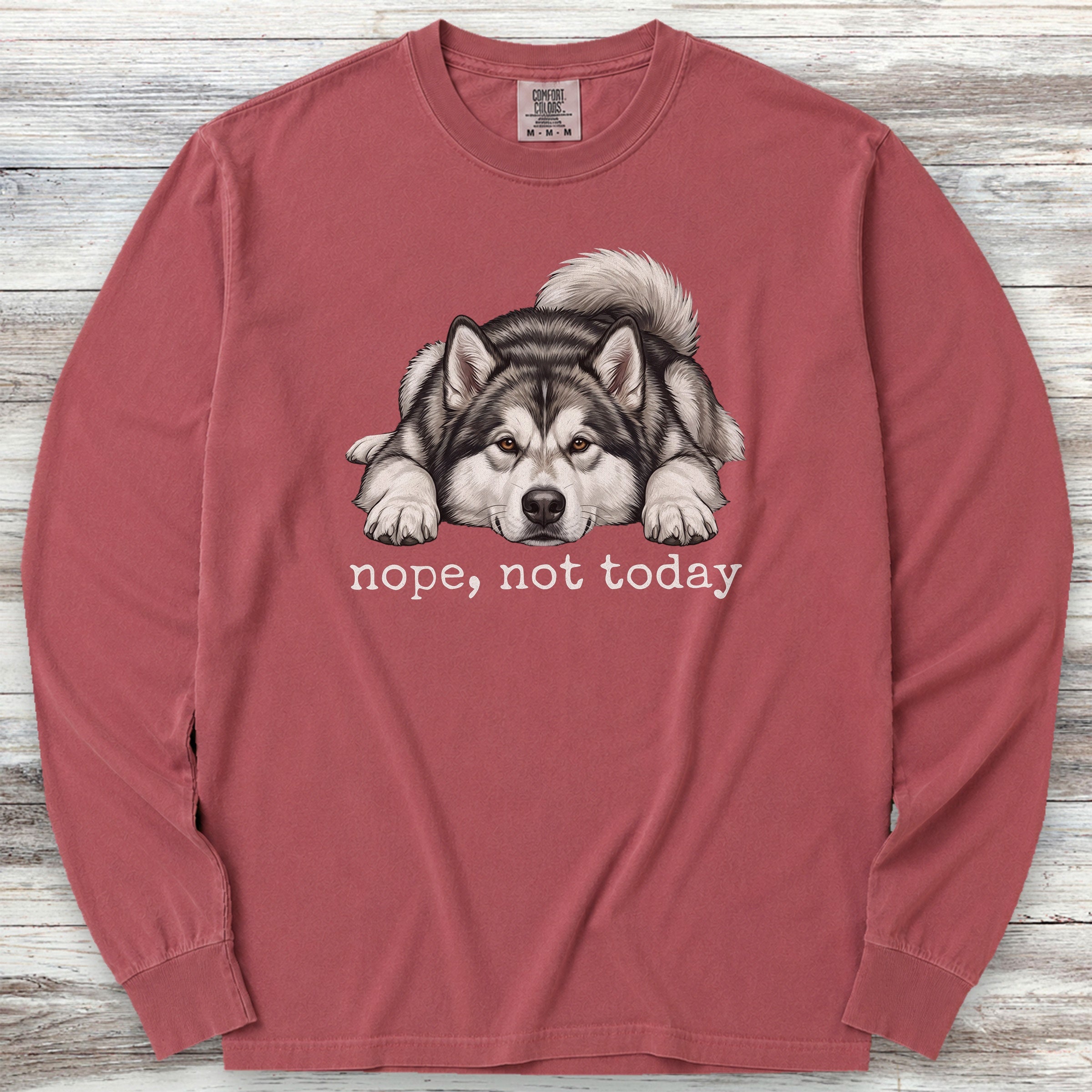Alaskan Malamute Nope Long Sleeve Tee - Brick