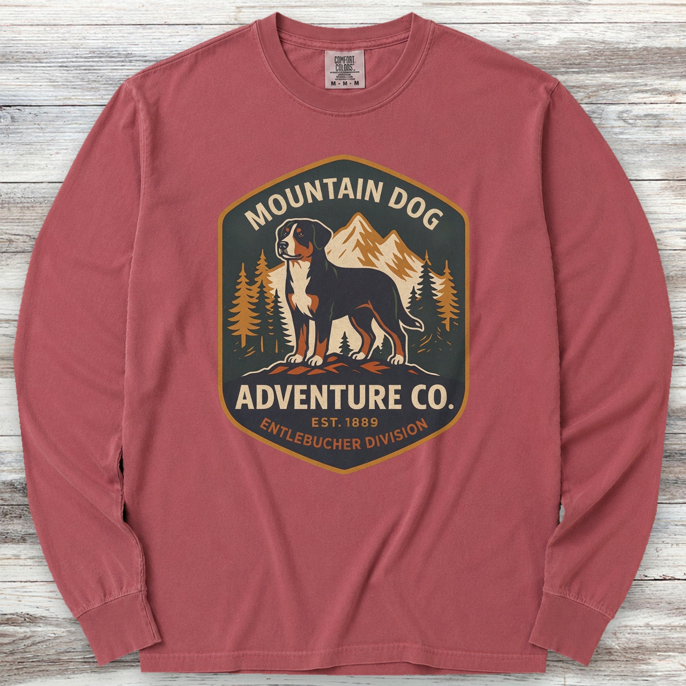 Entlebucher Mountain Dog Adventure Co Long Sleeve Tee - Brick