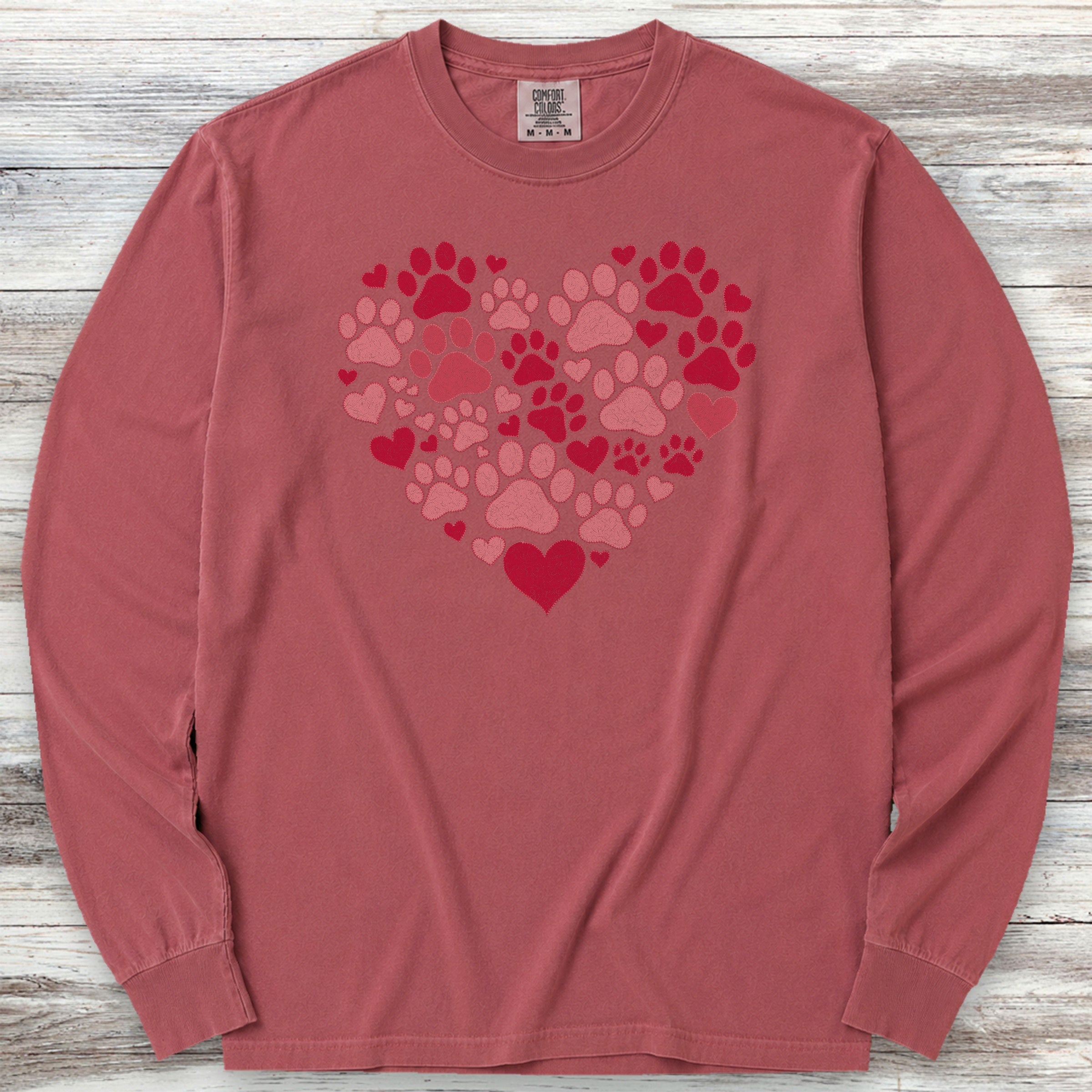 Heart & Paw Long Sleeve Tee - Brick
