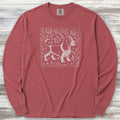 Basset Hound Linocut Long Sleeve Tee - Brick