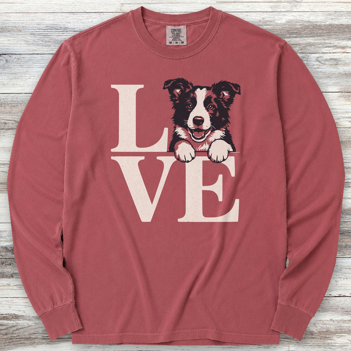 Border Collie Puppy Love Long Sleeve Tee - Brick