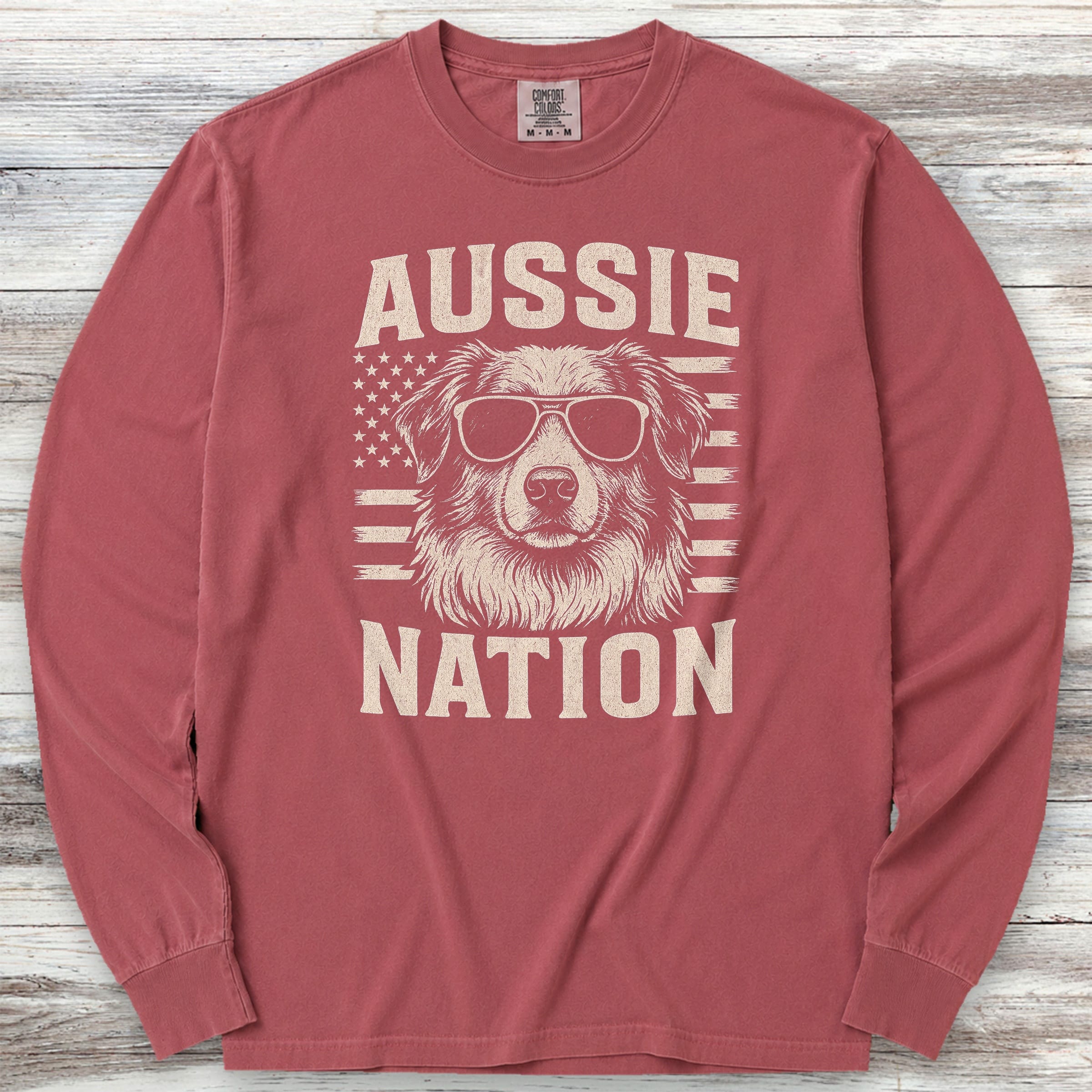 Australian Shepherd Nation Long Sleeve Tee - Brick