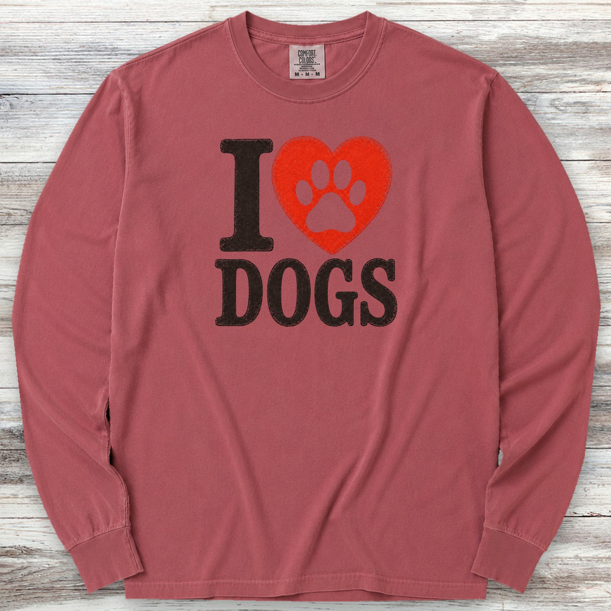 I Heart Dogs Long Sleeve Tee - Brick