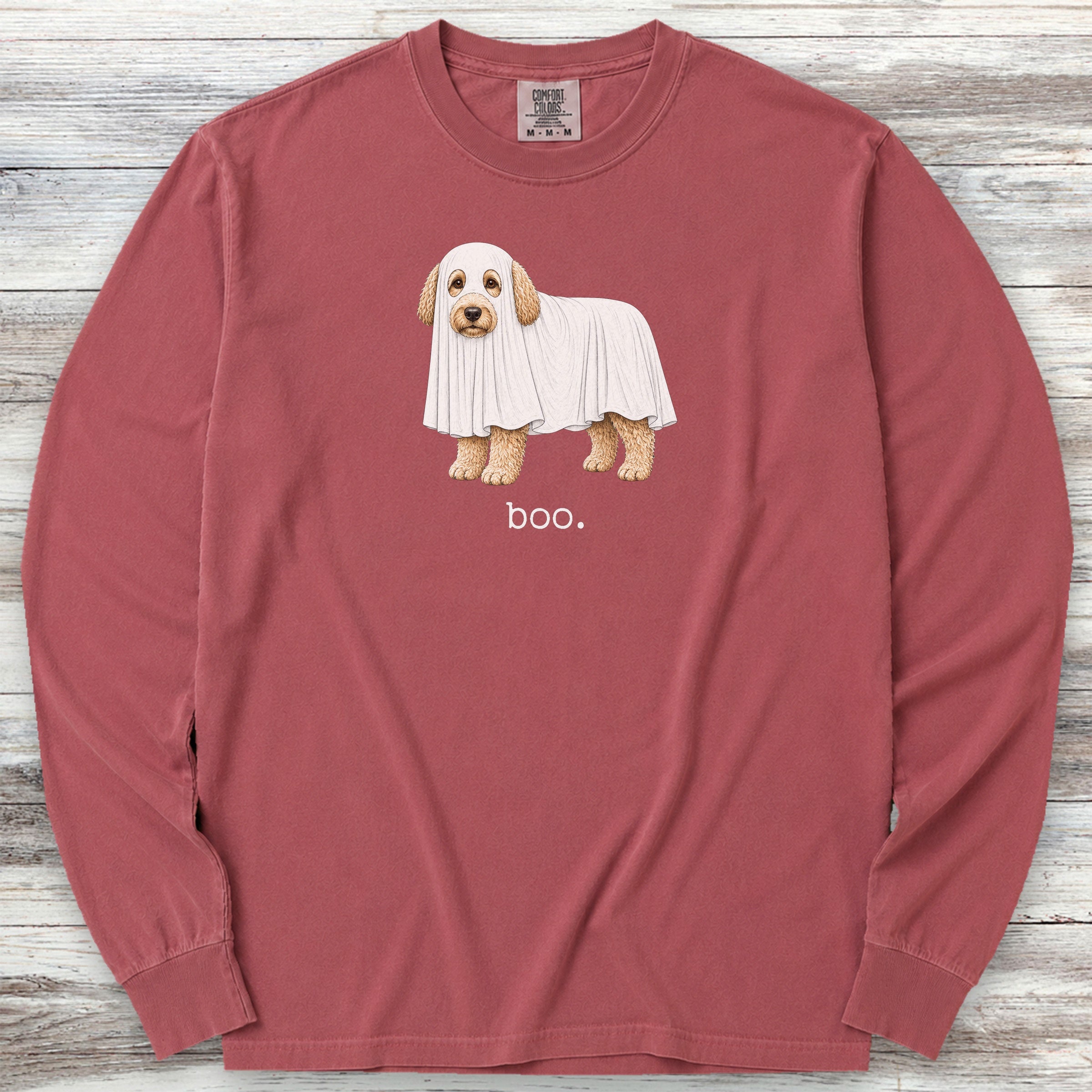 Labradoodle Boo Long Sleeve Tee - Brick