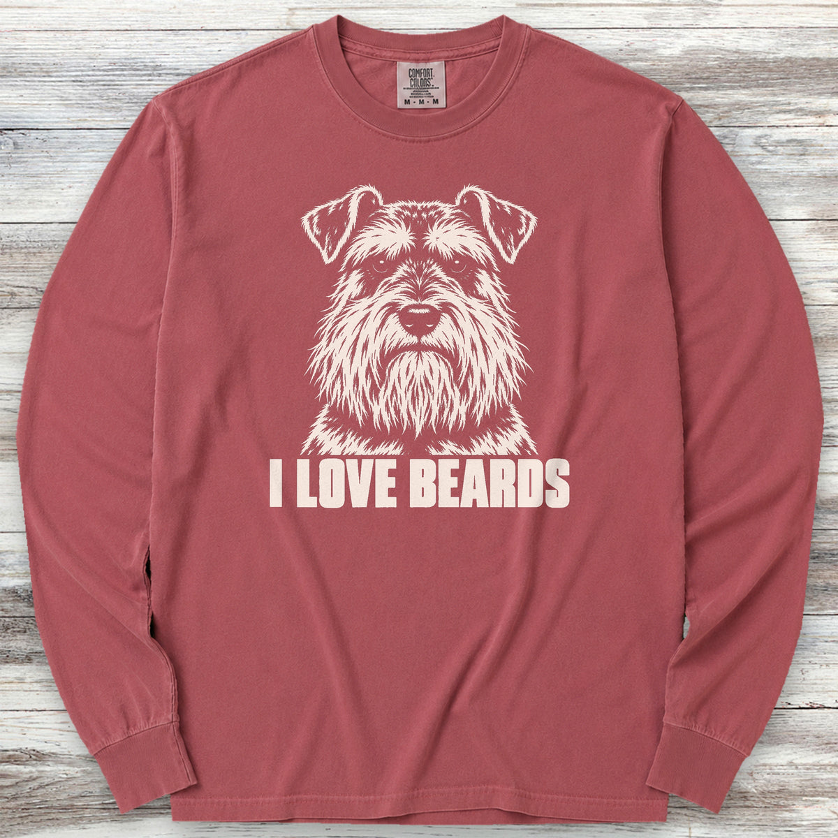 Schnauzer I Love Beards Long Sleeve Tee - Brick
