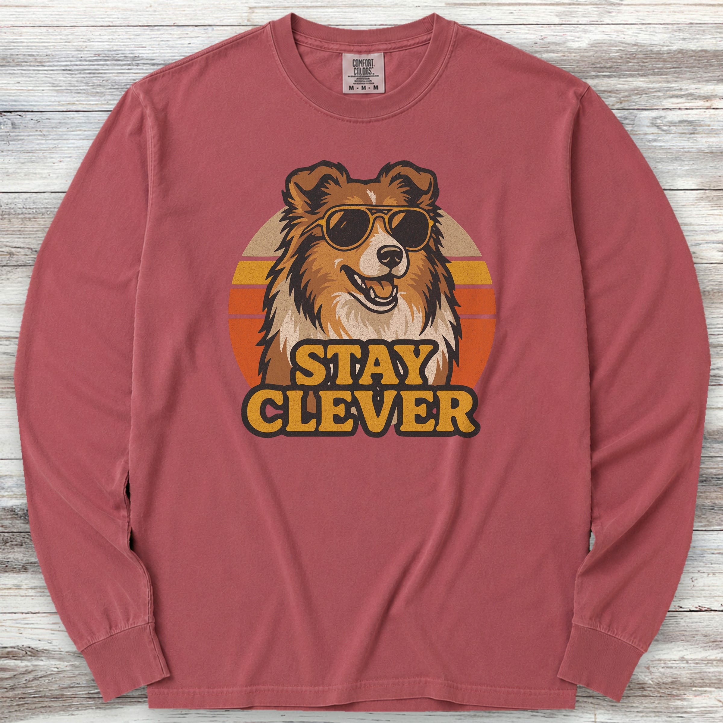 Shetland Sheepdog Clever Long Sleeve Tee - Brick