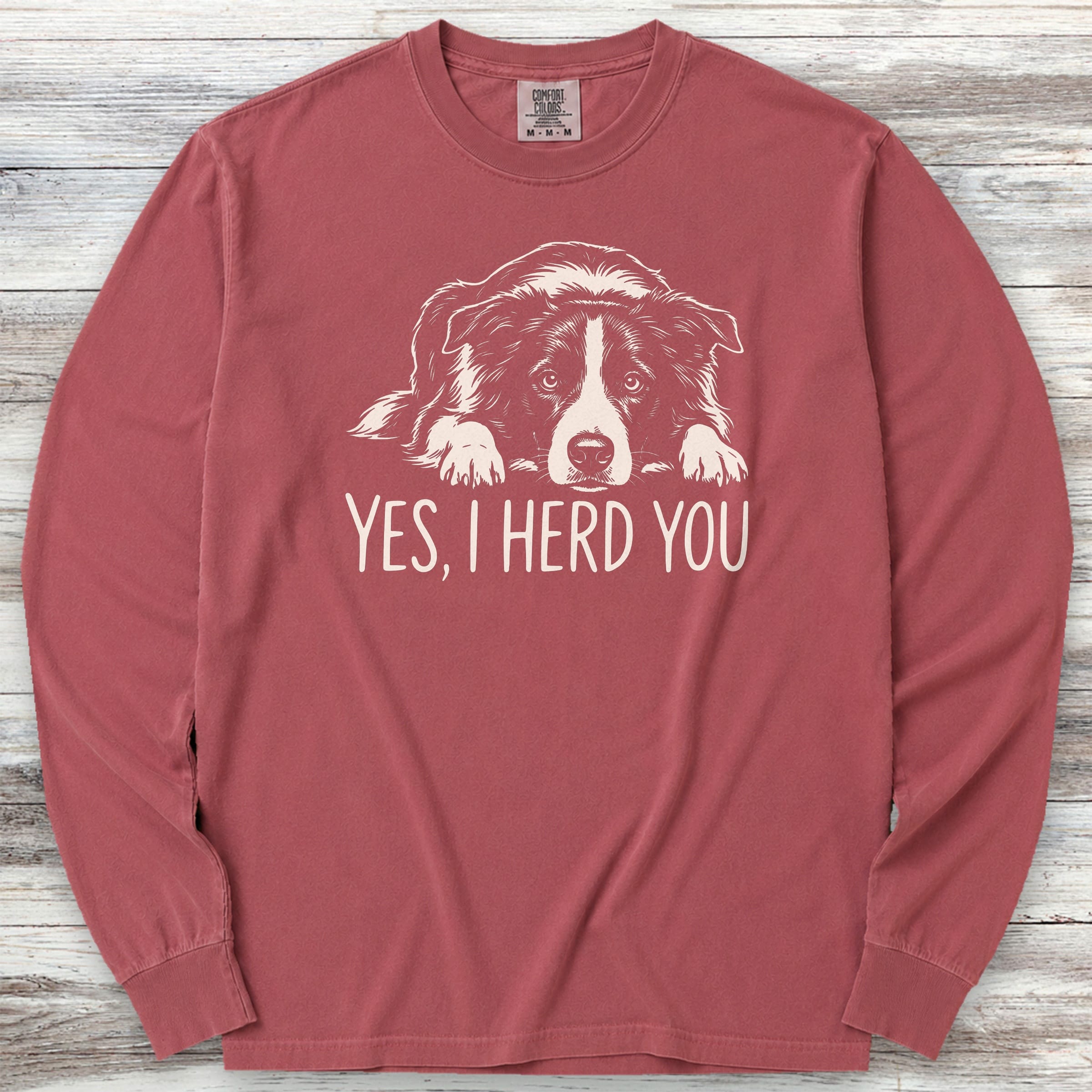 Border Collie Herd You Long Sleeve Tee - Brick