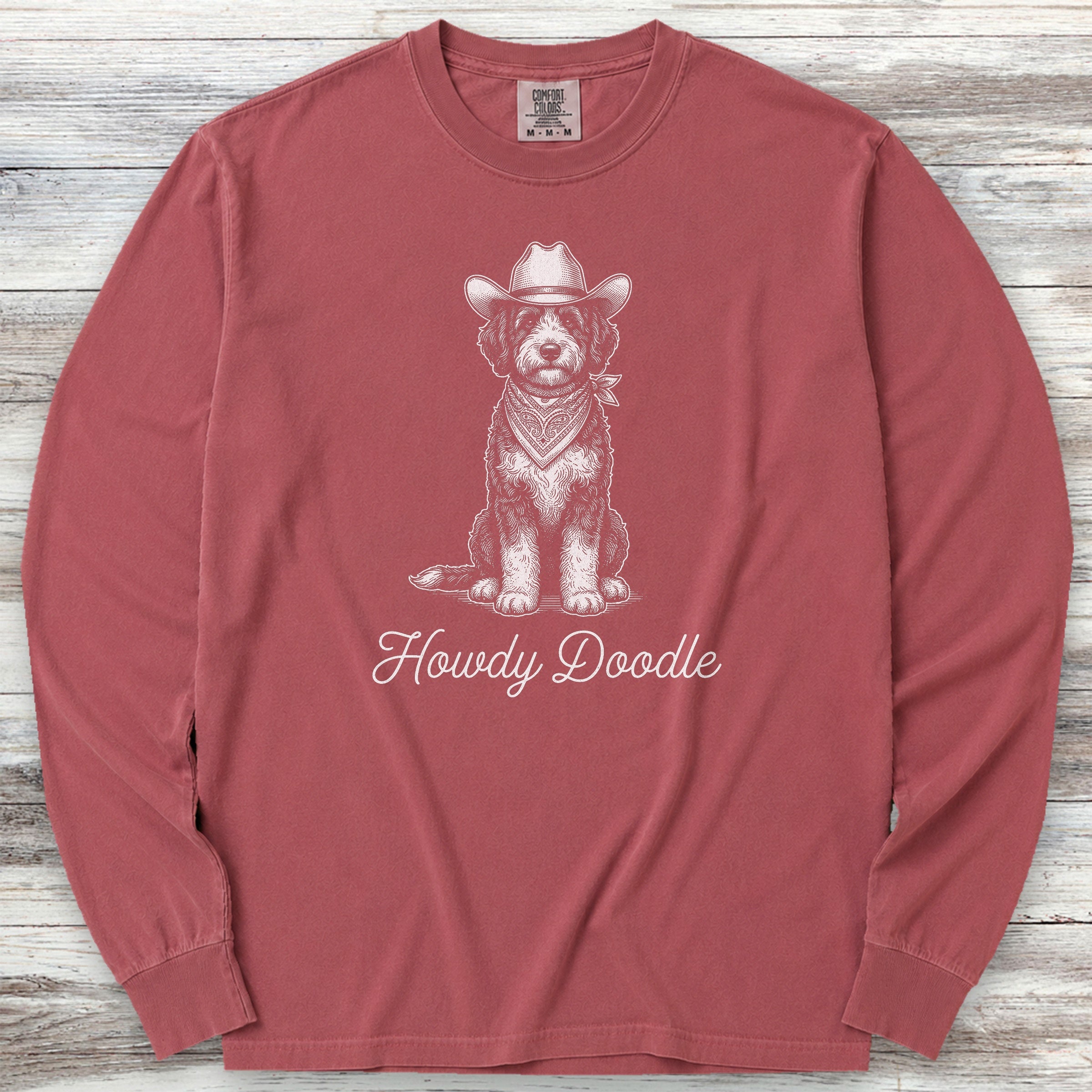 Bernedoodle Howdy Doodle Long Sleeve Tee - Brick