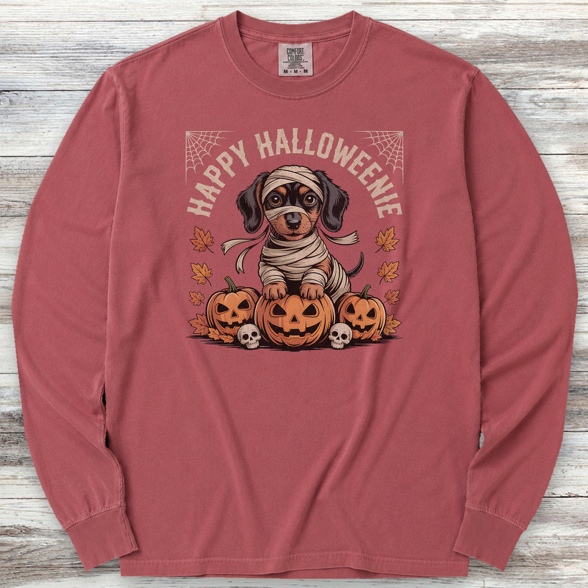 Dachshund Halloweenie Long Sleeve Tee - Brick