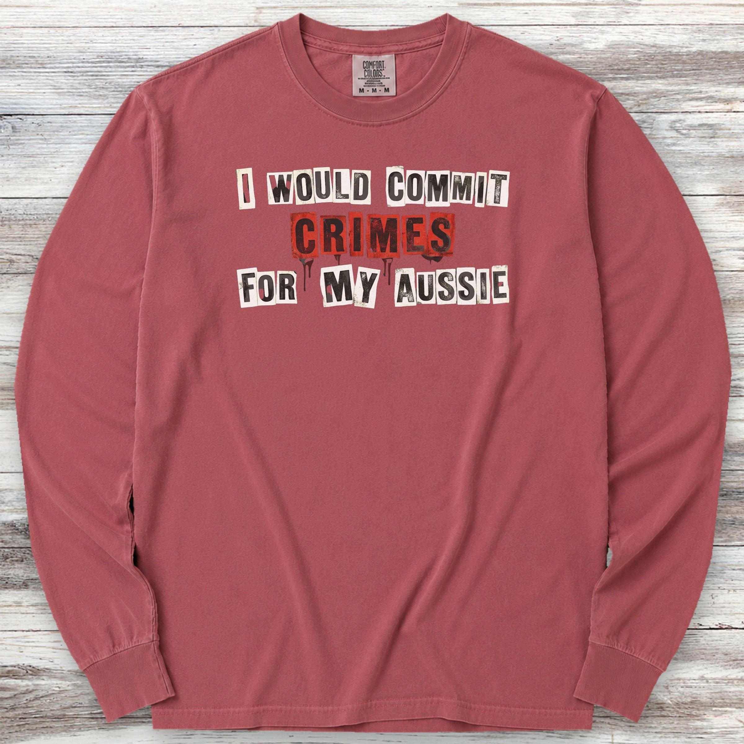 Australian Shepherd Crimes Long Sleeve Tee - Brick