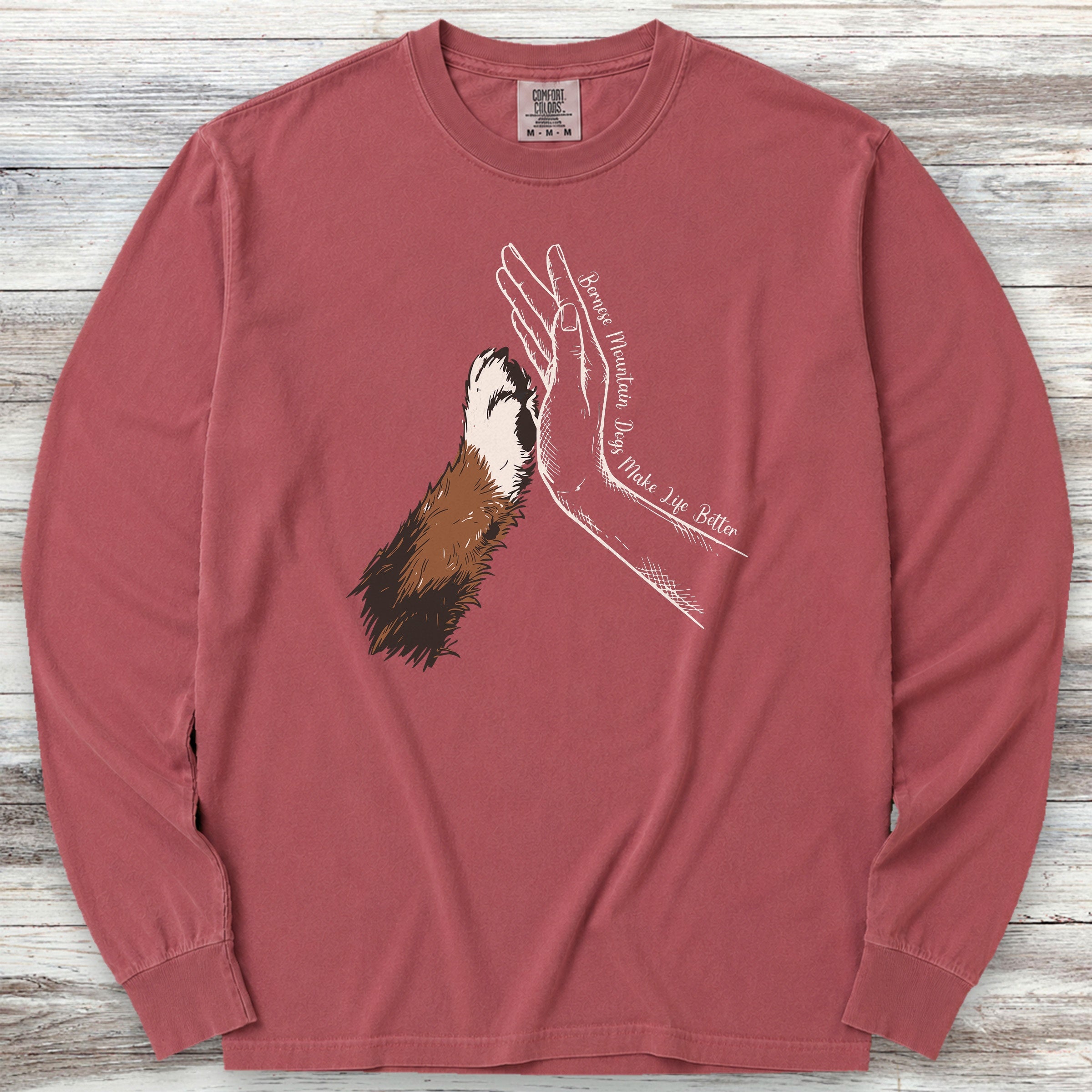 Bernese Mountain Dog Together Long Sleeve Tee - Brick