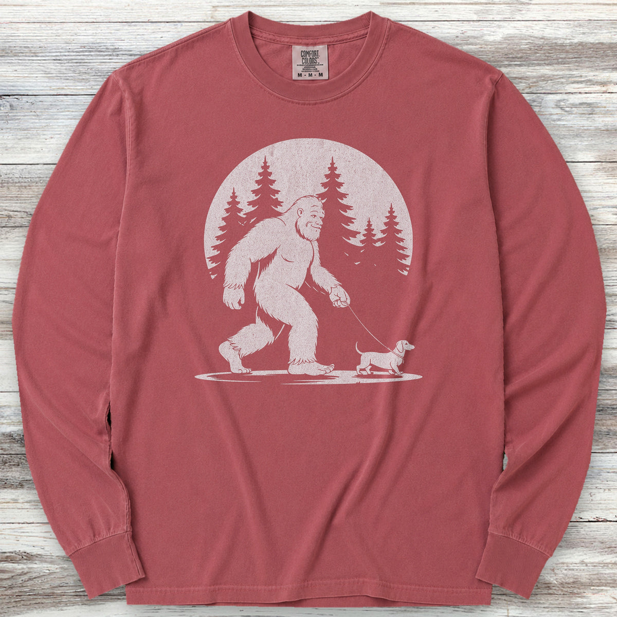 Dachshund Bigfoot Long Sleeve Tee - Brick