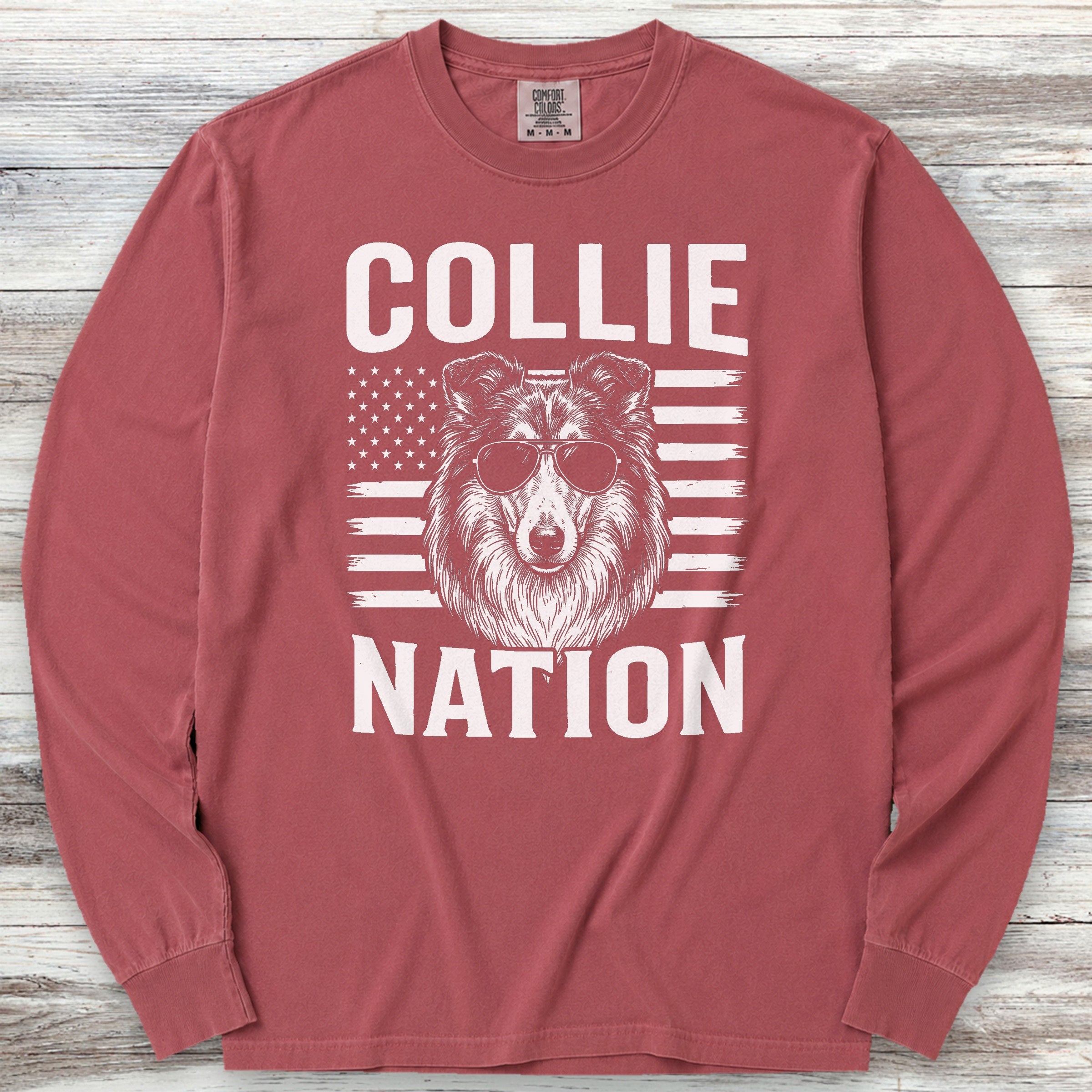 Rough Collie Nation Long Sleeve Tee - Brick