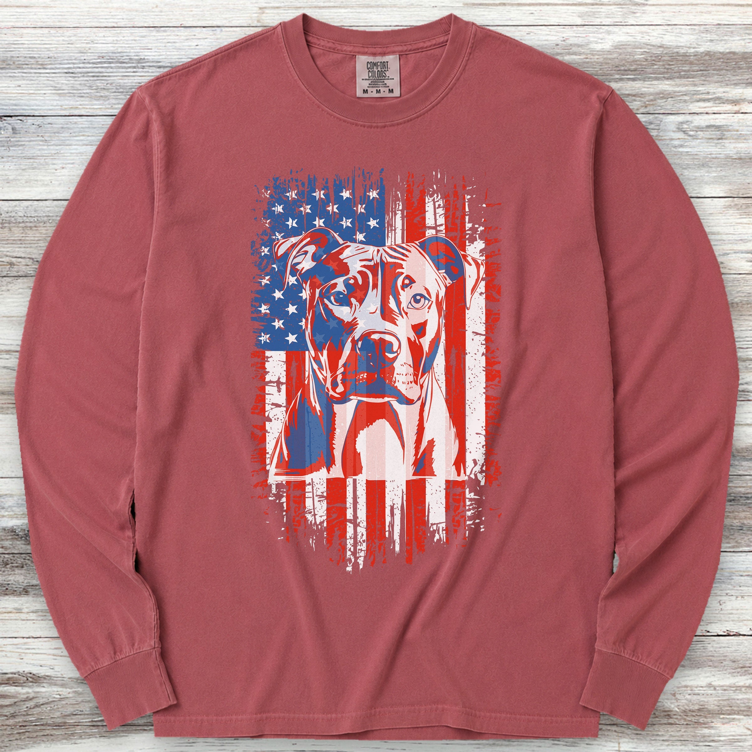 Pit Bull USA Long Sleeve Tee - Brick