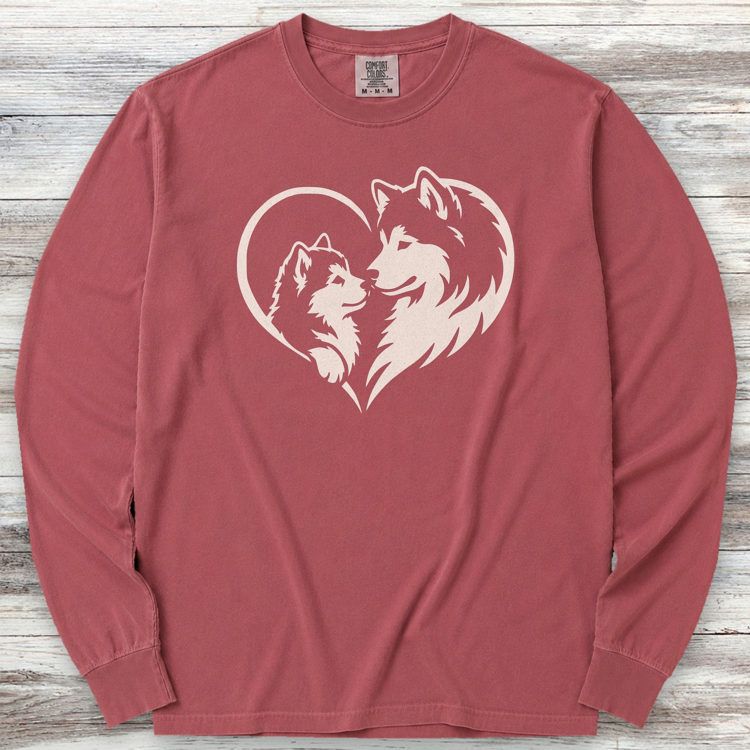 Alaskan Malamute Heart Bond Long Sleeve Tee - Brick