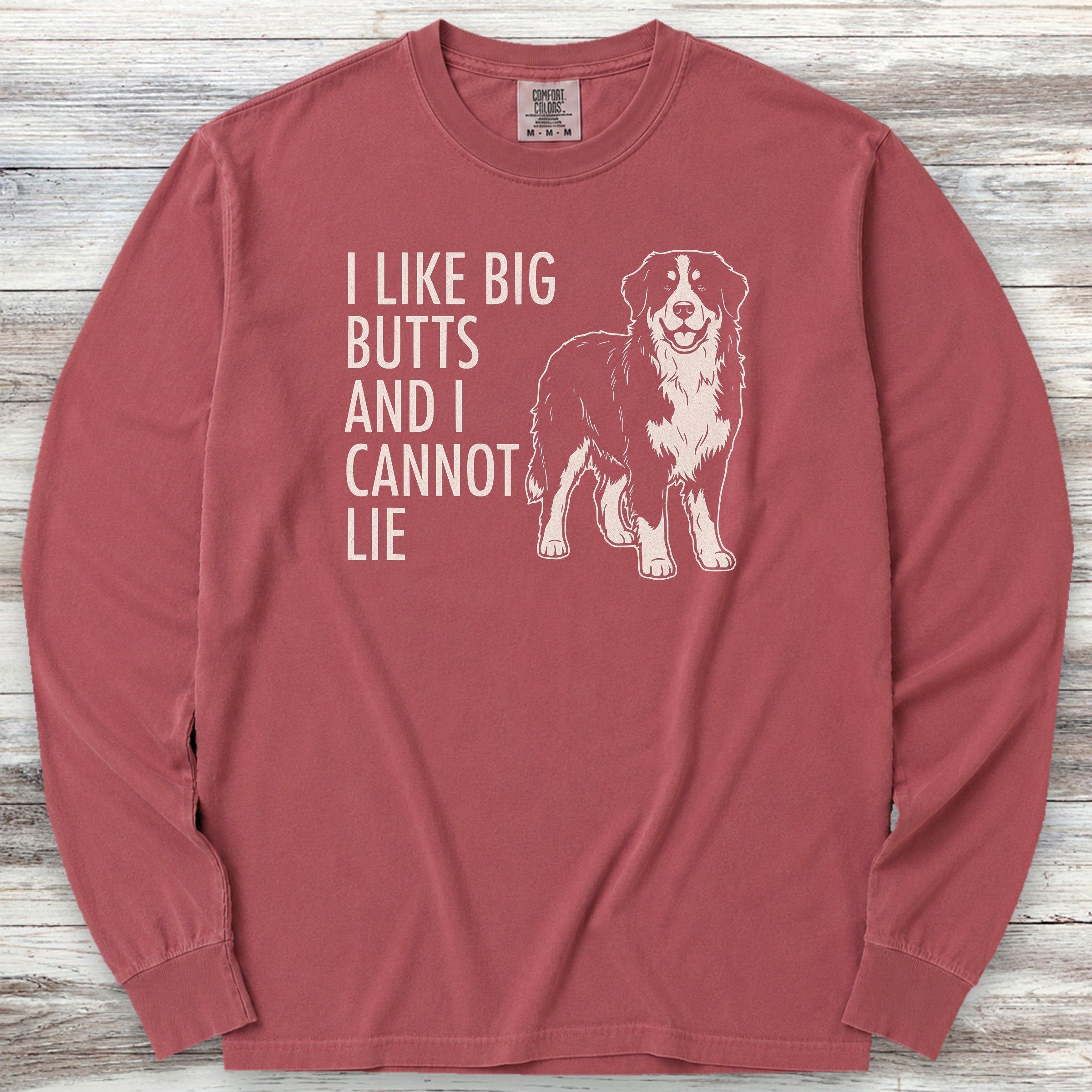 Bernese Mountain Dog Big Butts Long Sleeve Tee - Brick
