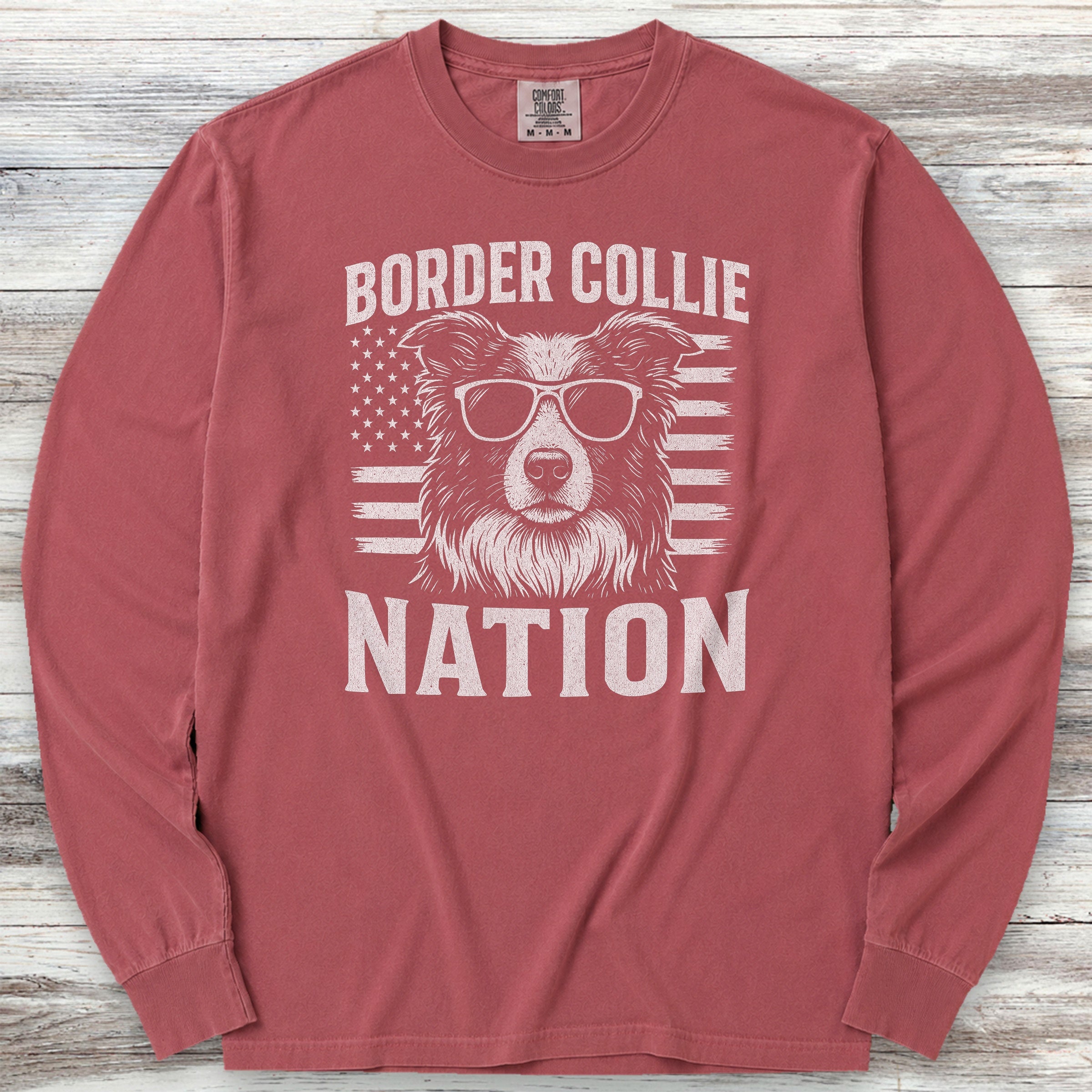 Border Collie Nation Long Sleeve Tee - Brick
