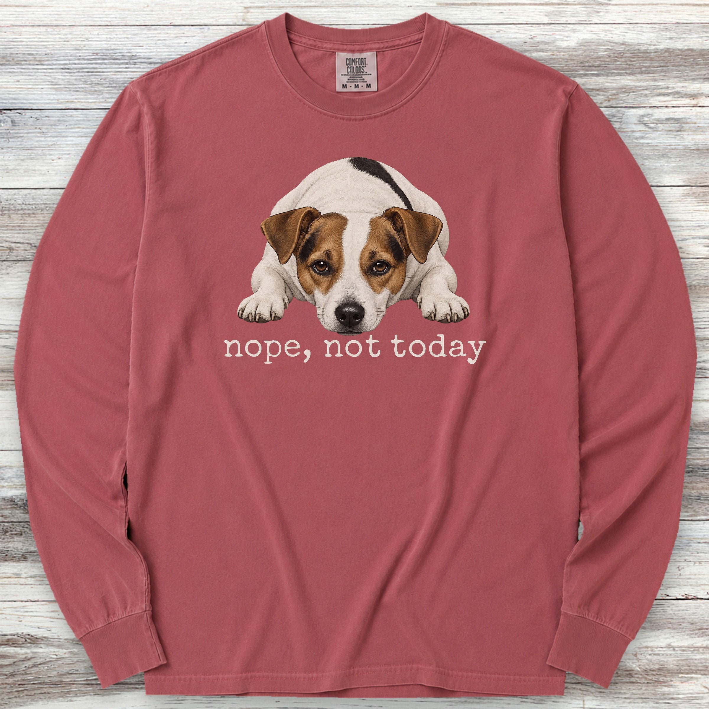 Jack Russell Nope Long Sleeve Tee - Brick