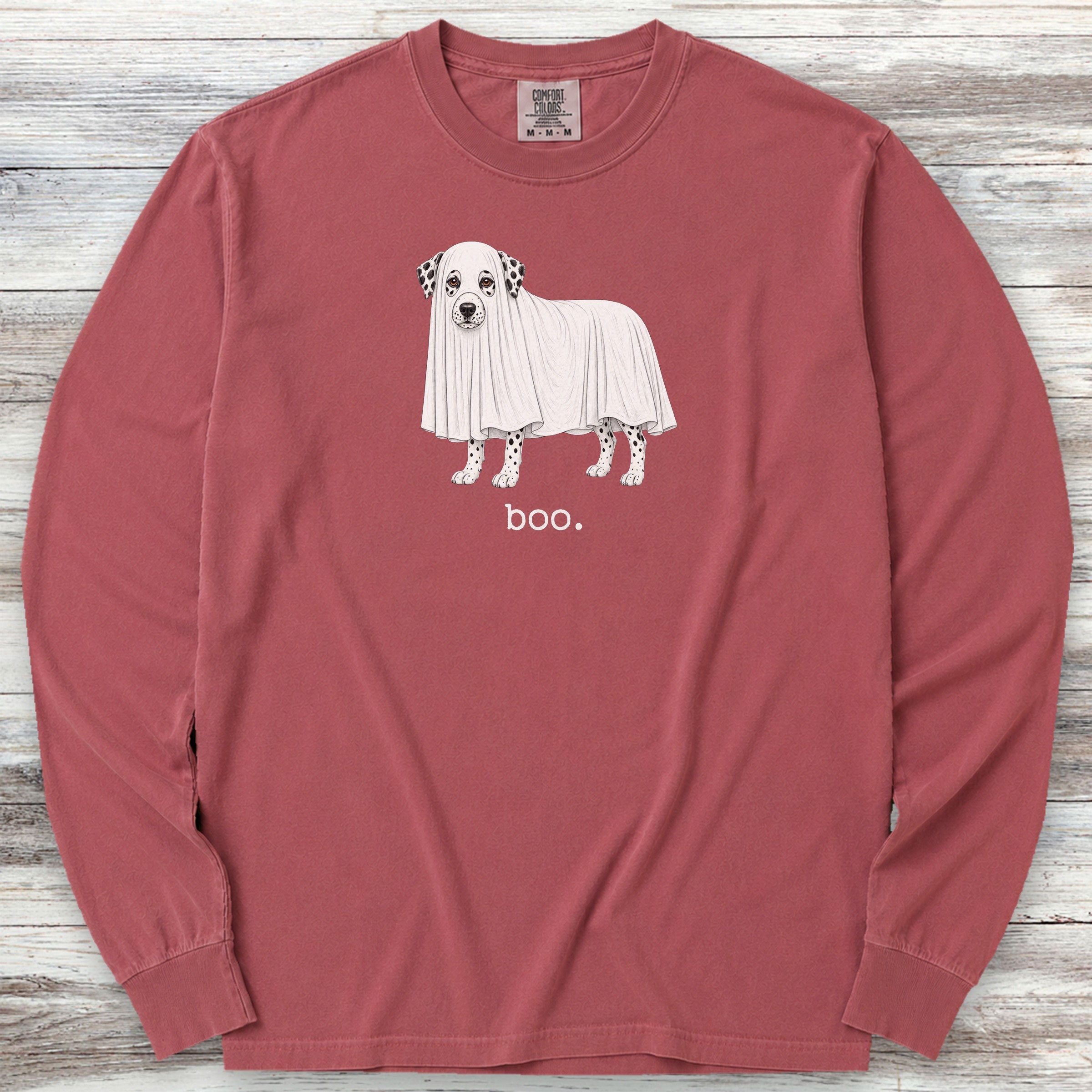 Dalmatian Boo Long Sleeve Tee - Brick