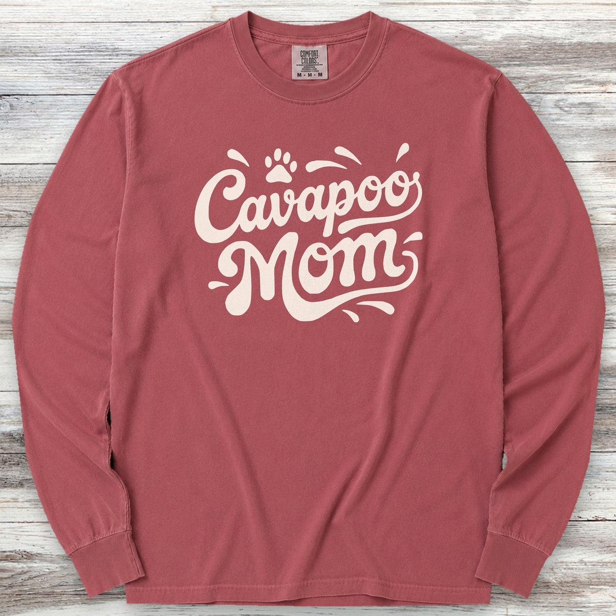 Cavapoo Groovy Mom Long Sleeve Tee - Brick