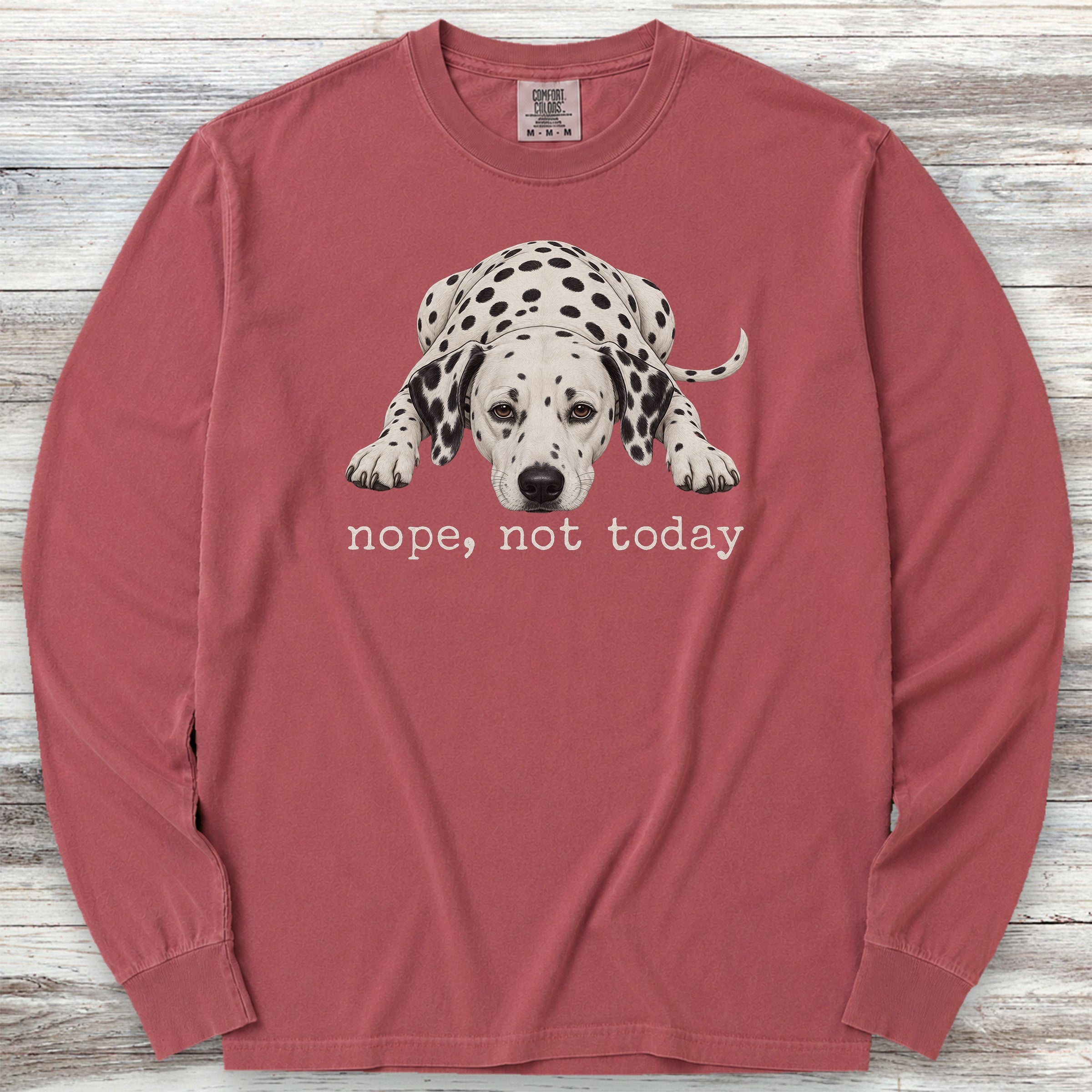 Dalmatian Nope Long Sleeve Tee - Brick