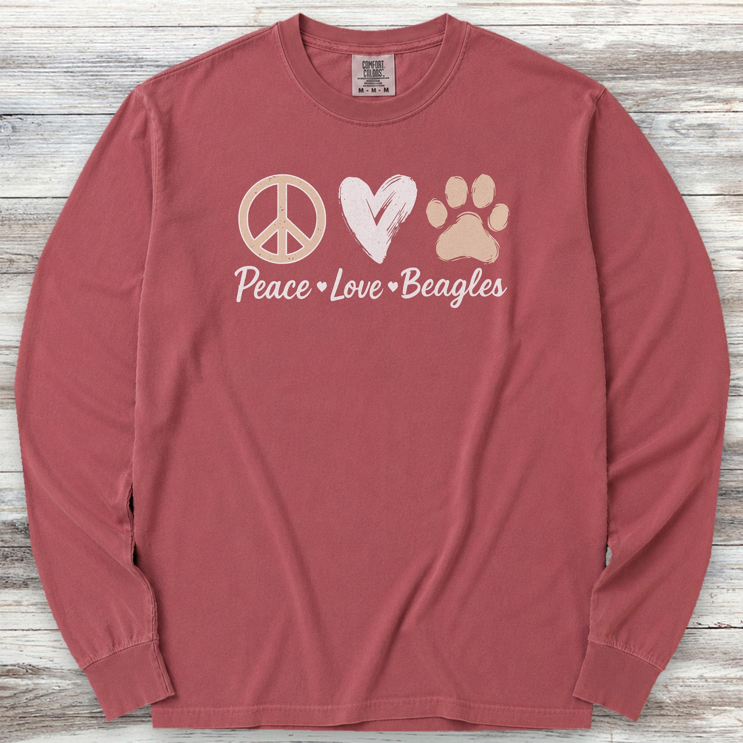 Beagle Peace Long Sleeve Tee - Brick