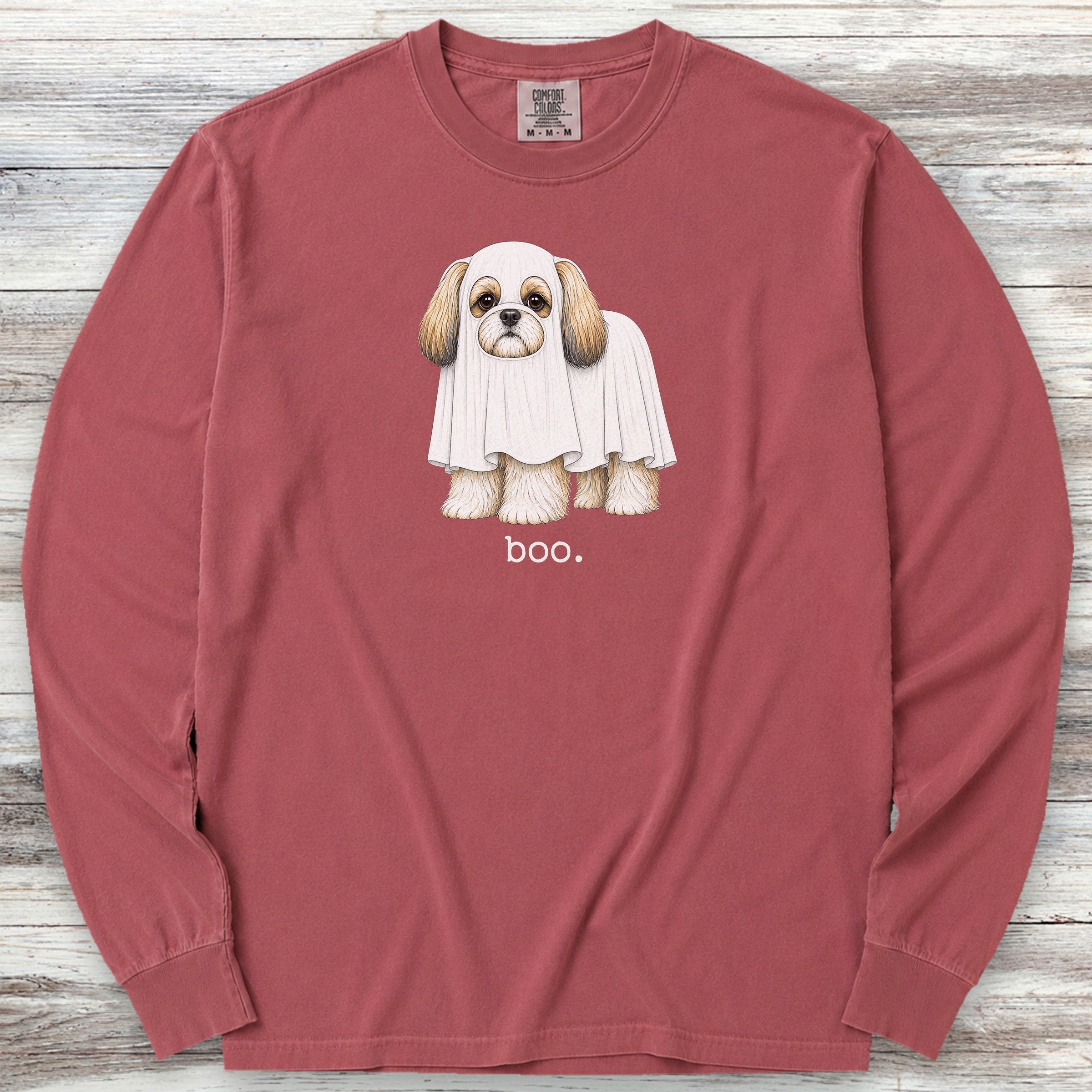 Shih Tzu Boo Long Sleeve Tee - Brick