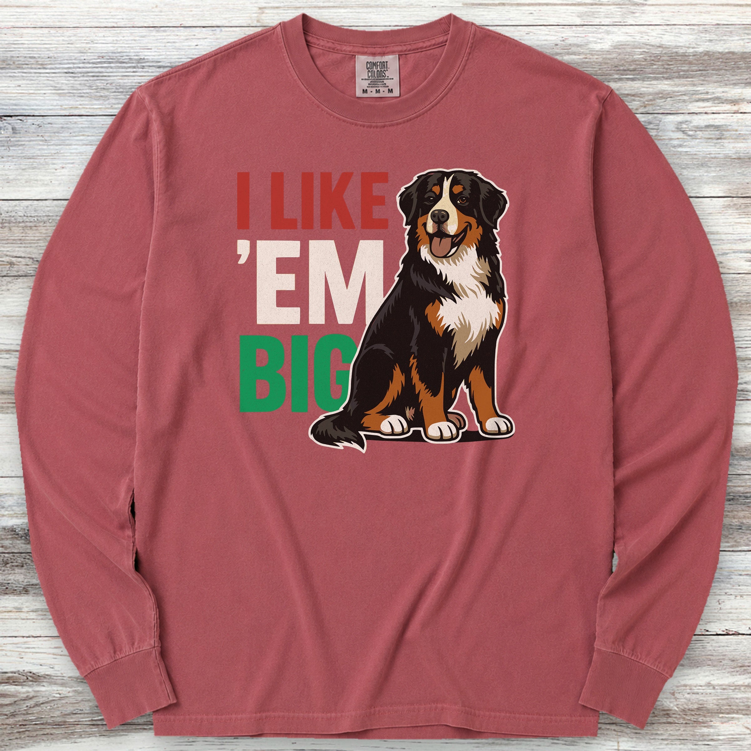 Bernese Mountain Dog Big Long Sleeve Tee - Brick