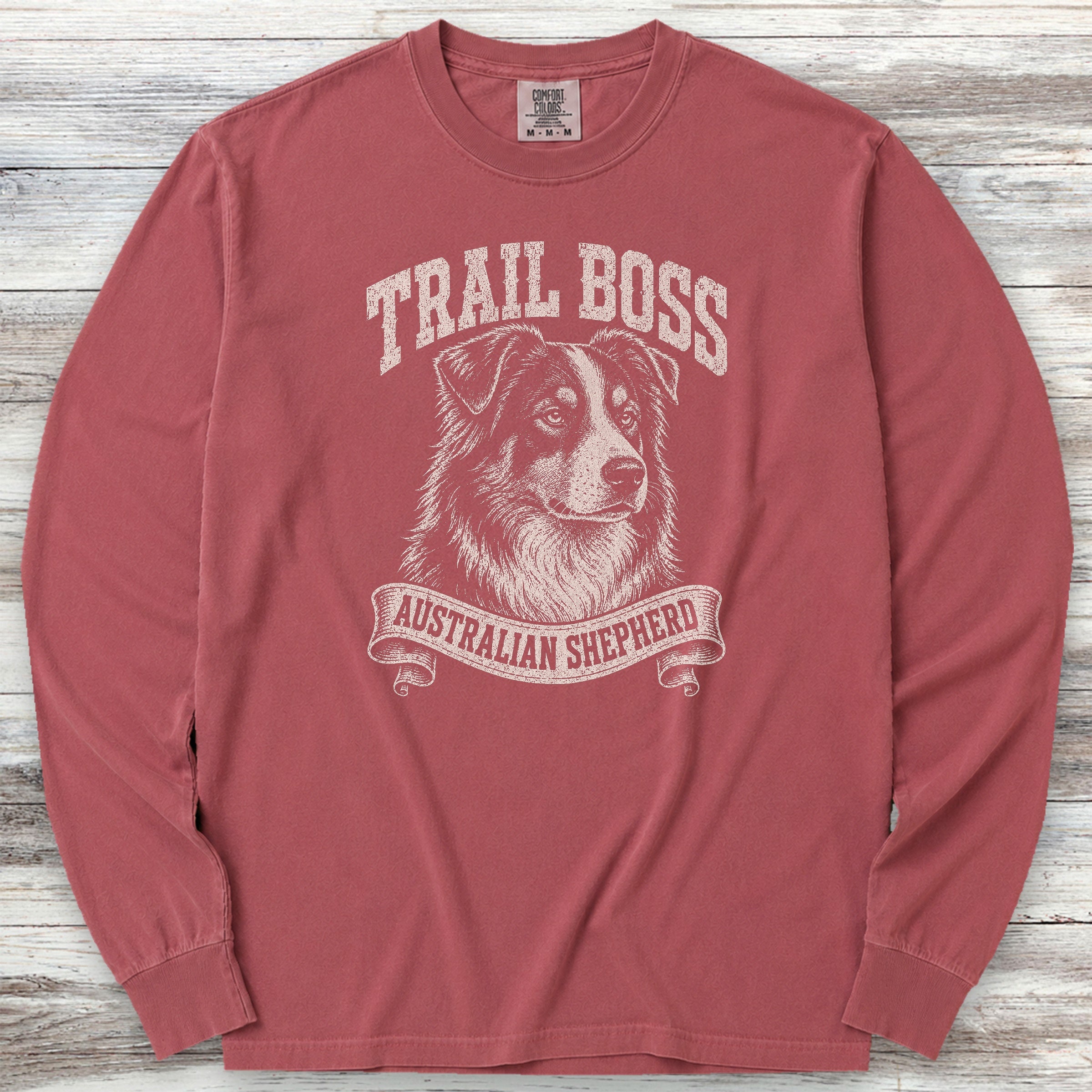 Australian Shepherd Trail Boss Long Sleeve Tee - Brick