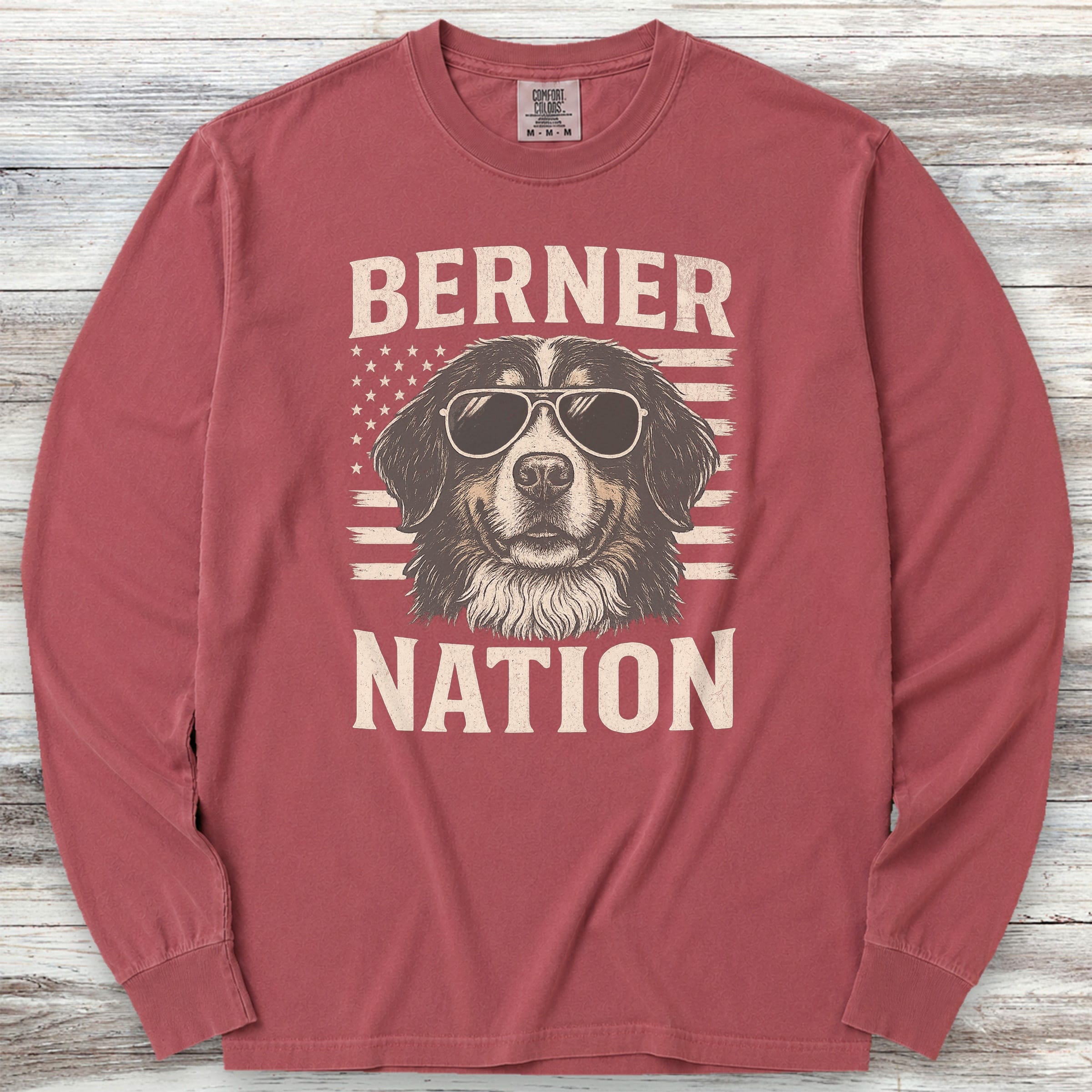 Bernese Mountain Dog Nation Long Sleeve Tee - Brick