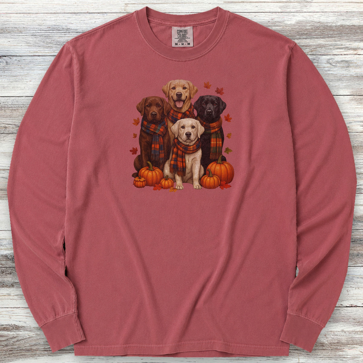 Labrador Retriever Fall Long Sleeve Tee - Brick