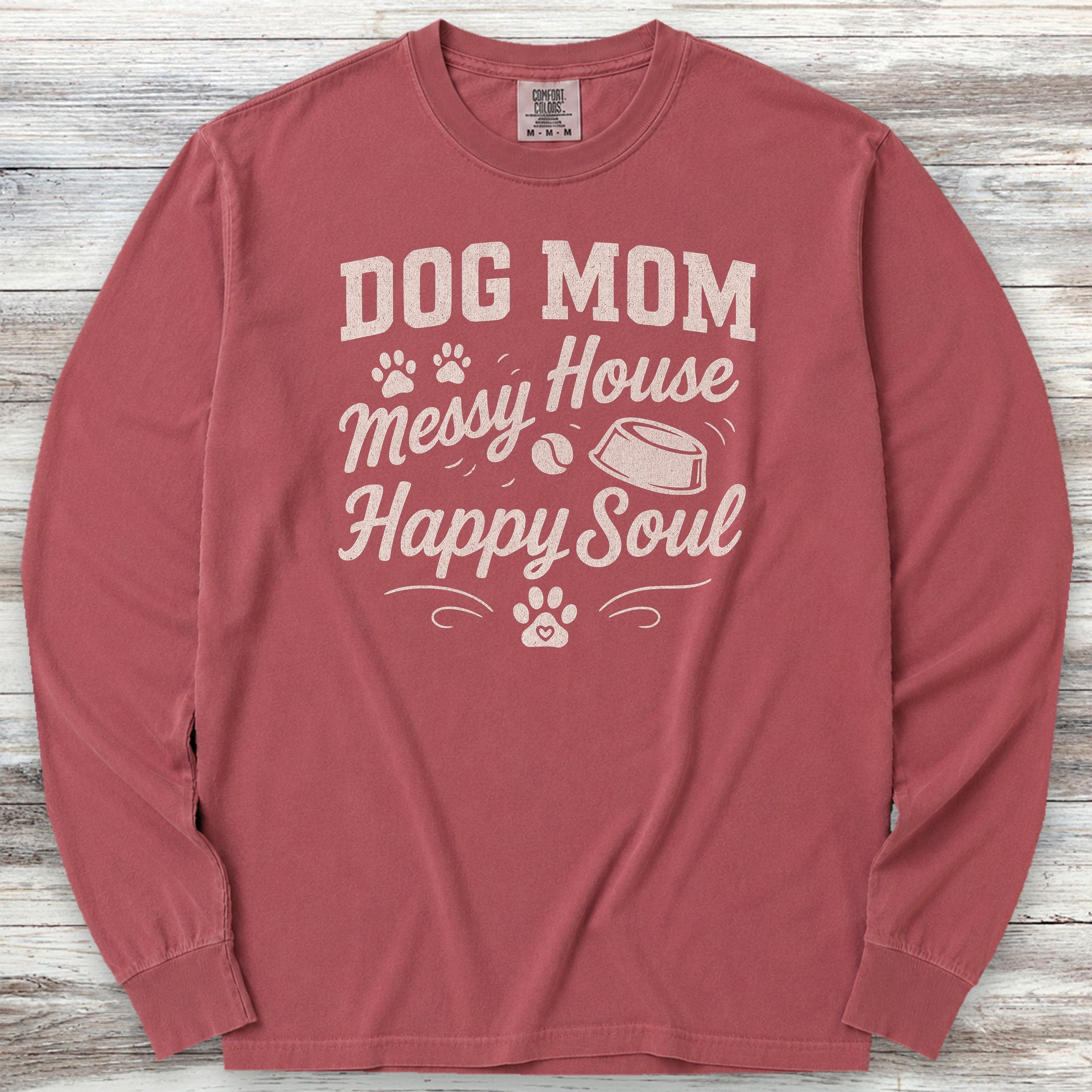 Dog Mom Happy Soul Long Sleeve Tee - Brick