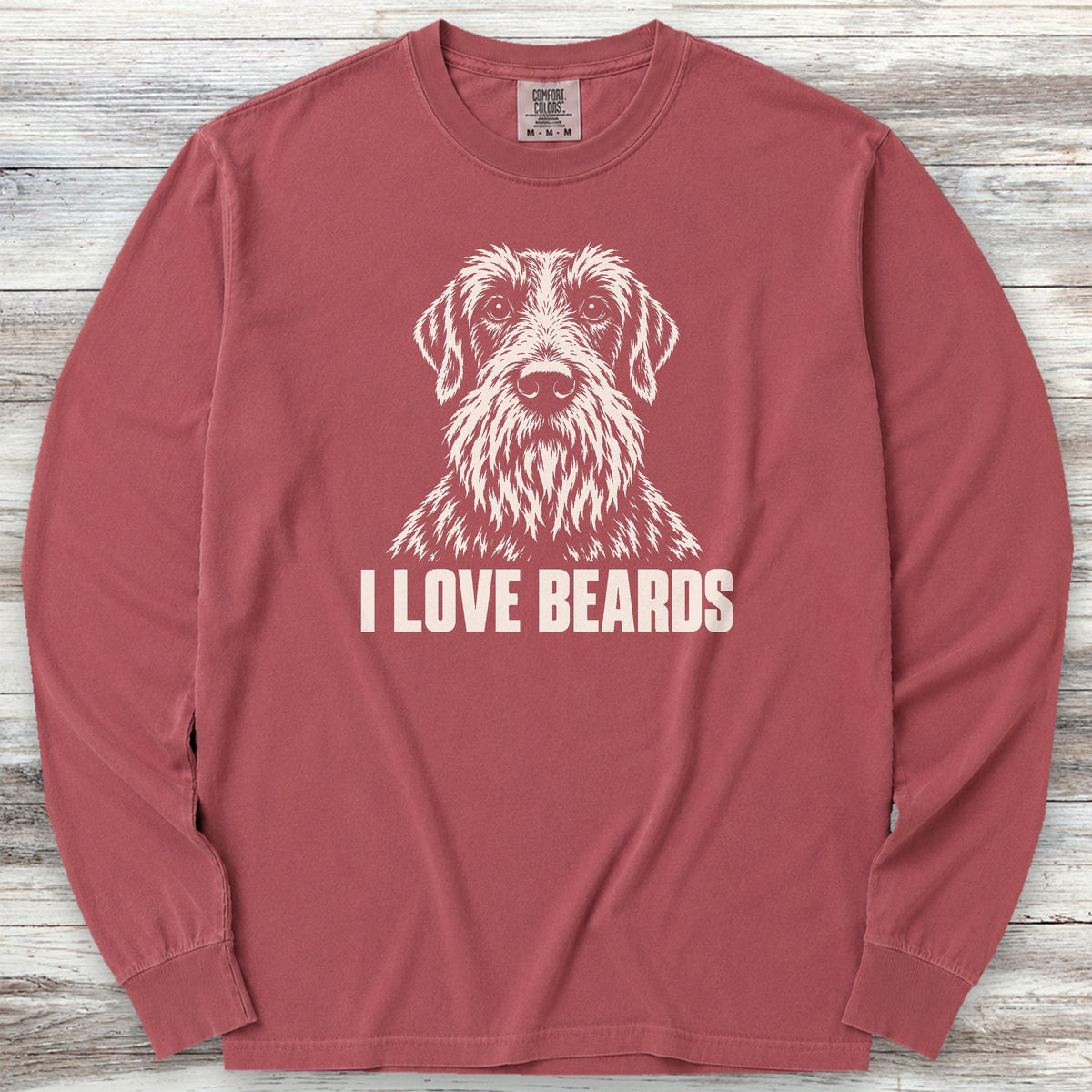 Wirehaired Pointing Griffon I Love Beards Long Sleeve Tee - Brick