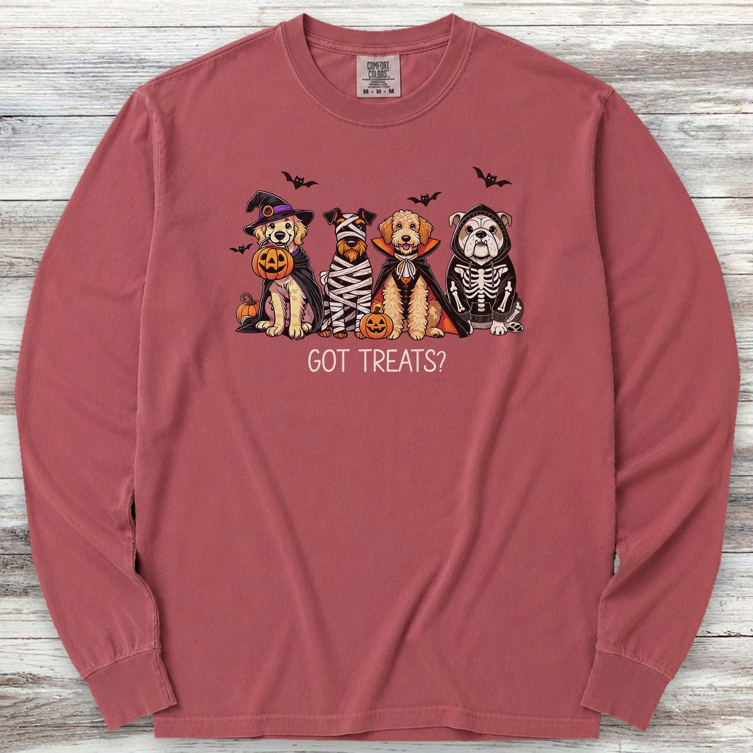 Halloween Got Treats Long Sleeve Tee - Brick