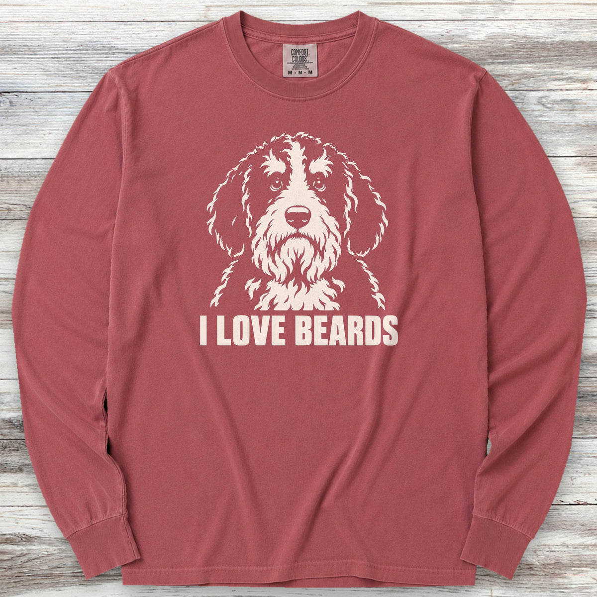 Bernedoodle I Love Beards Long Sleeve Tee - Brick