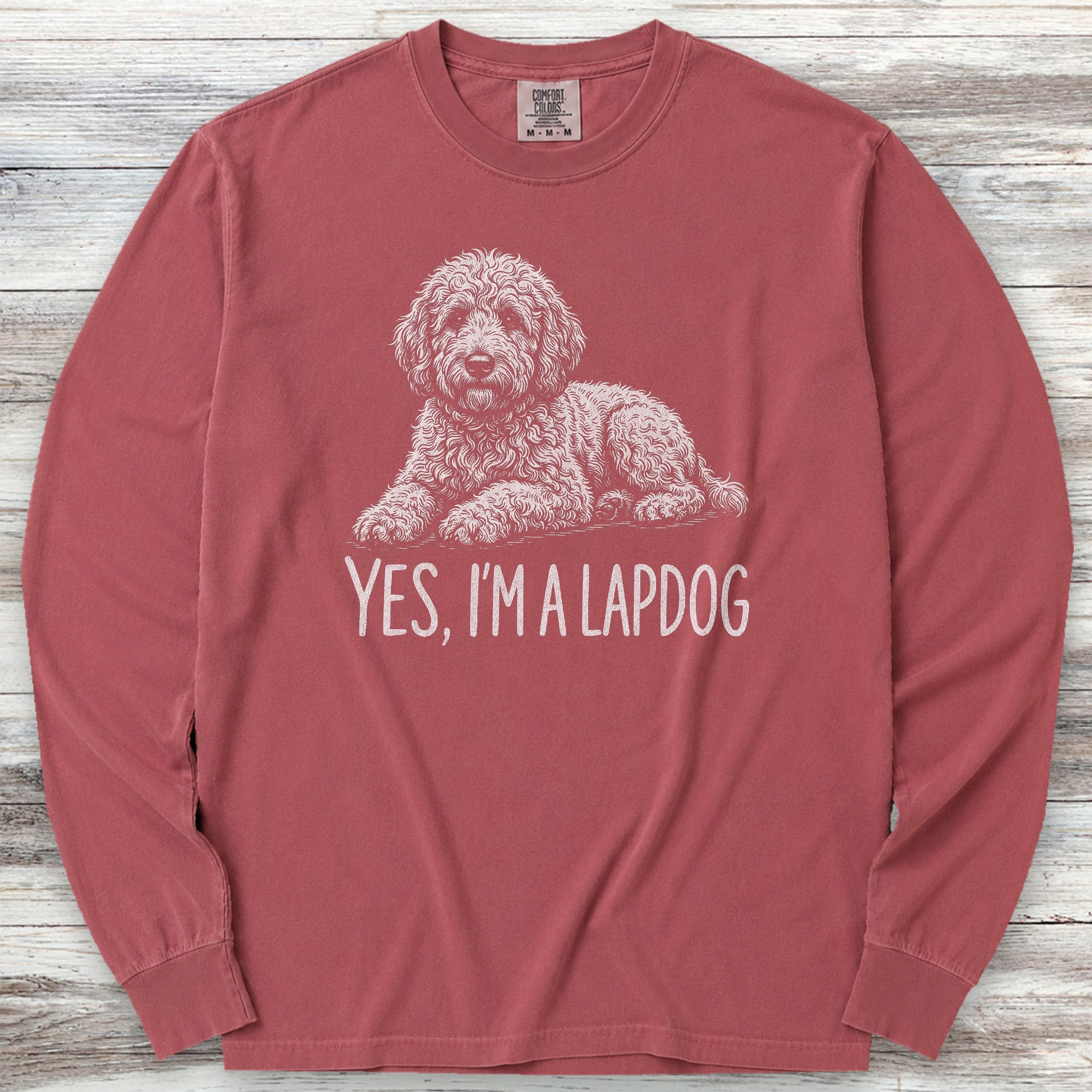 Doodle Lapdog Long Sleeve Tee - Brick