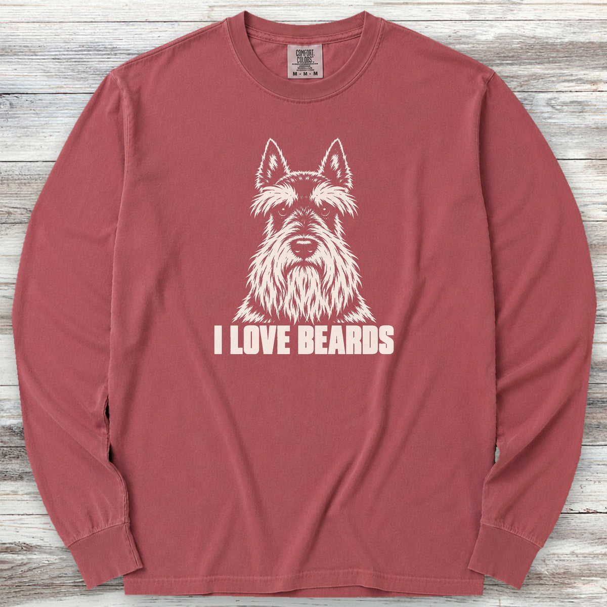 Scottish Terrier I Love Beards Long Sleeve Tee - Brick